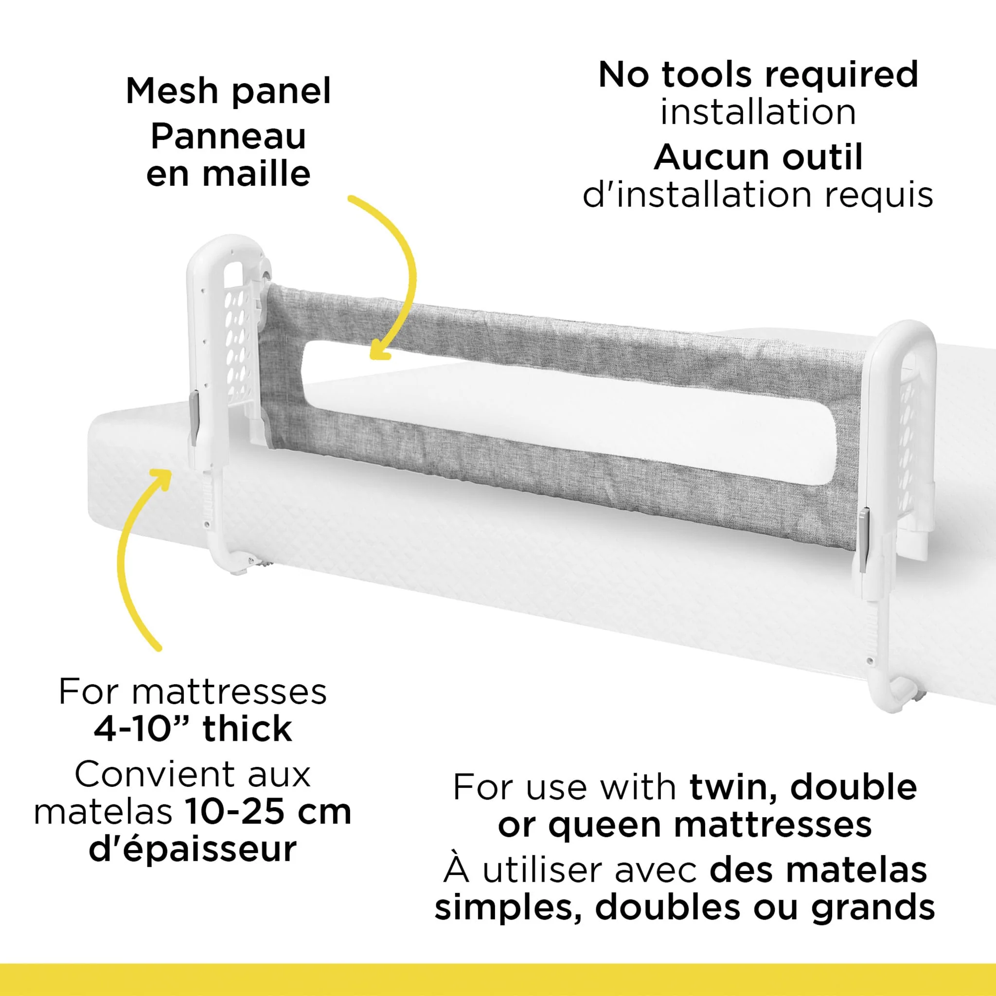 Barrière de Lit Dessus de Matelas - Gris - Image 3