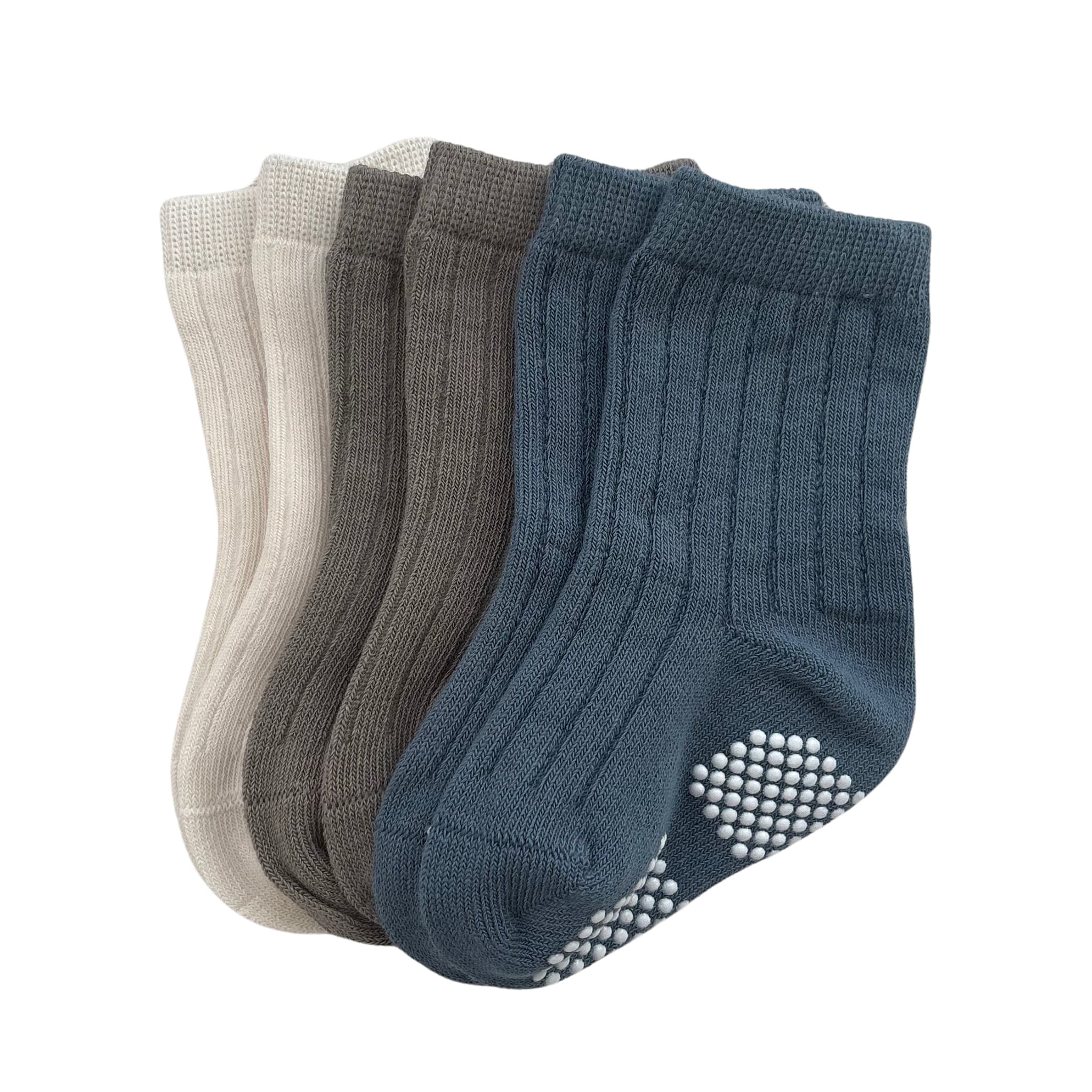 Bas (3) Gris Bleu Pointures 6-36mois - Image 2