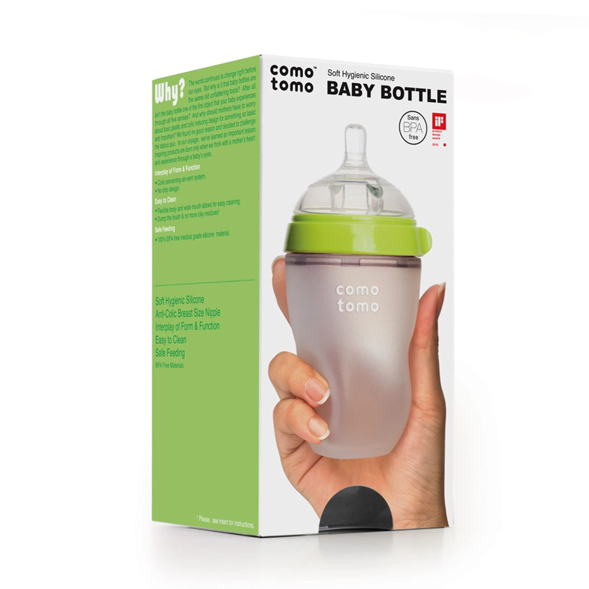 Biberon Souple à Flot Naturel Prévention des Coliques 250ml - Vert - Image 2