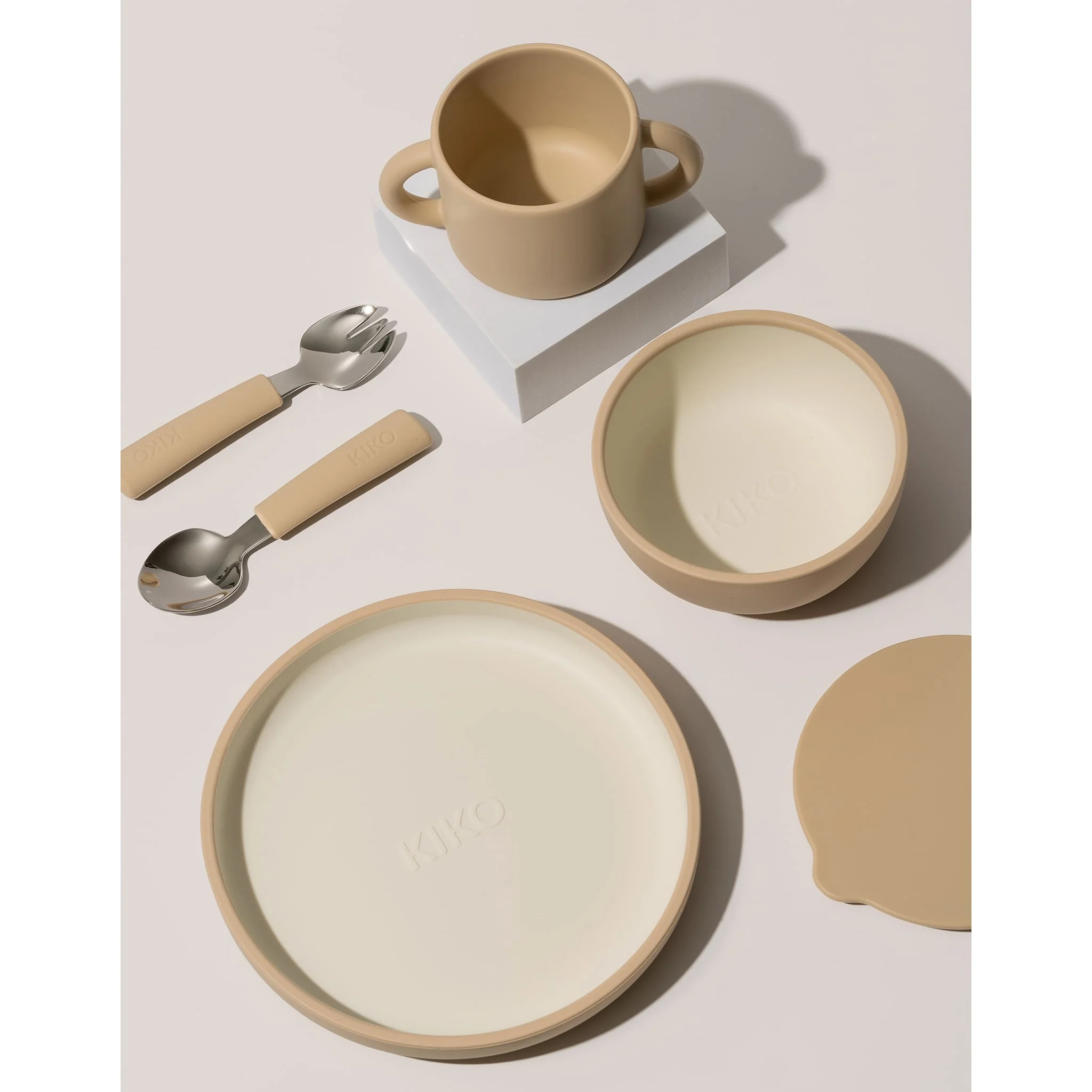 Bol à Ventouse en Silicone avec Couvercle - Sable - Image 3