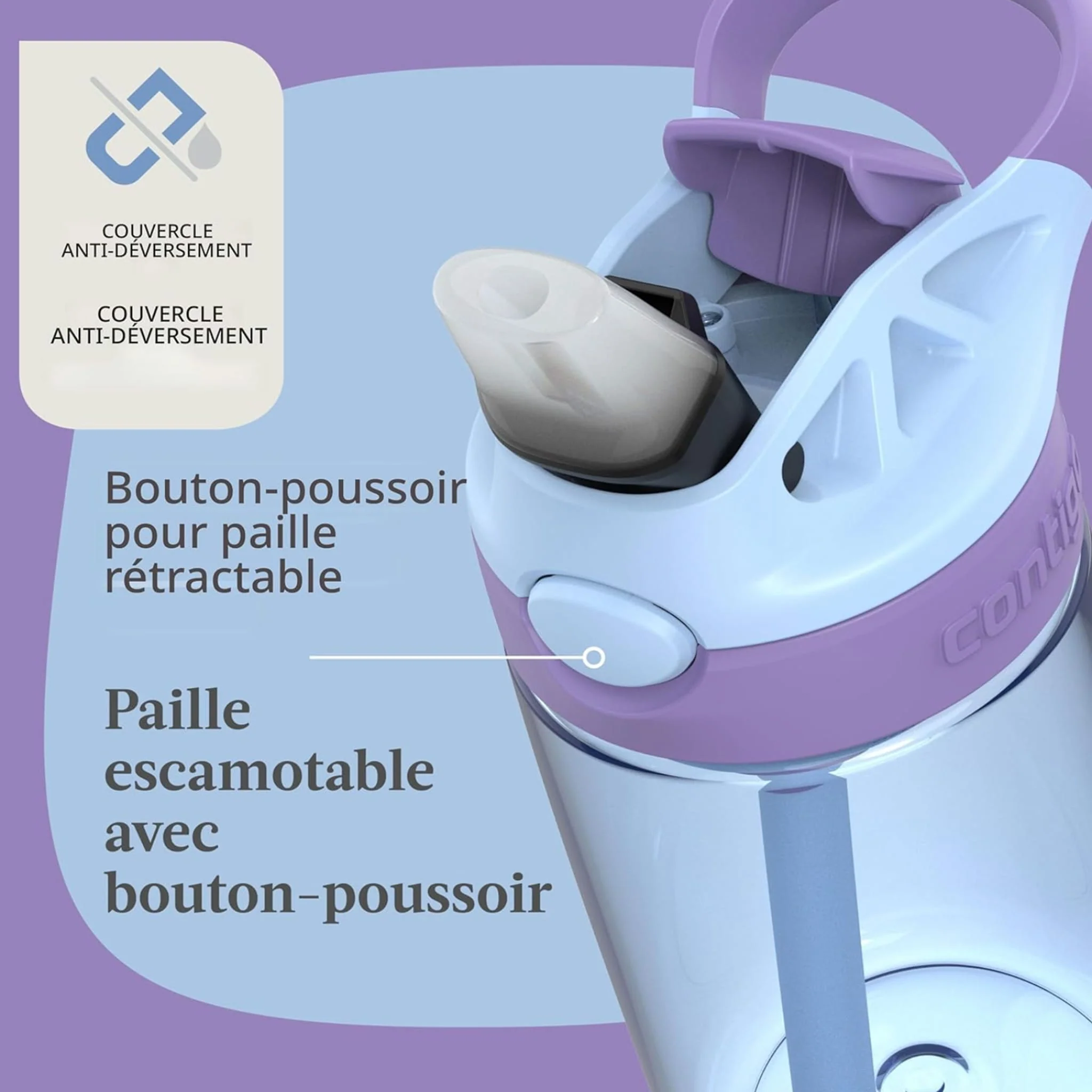 Bouteille d'Eau Aubrey Antifuite et Antidéversement - Lila 14 oz - Image 2