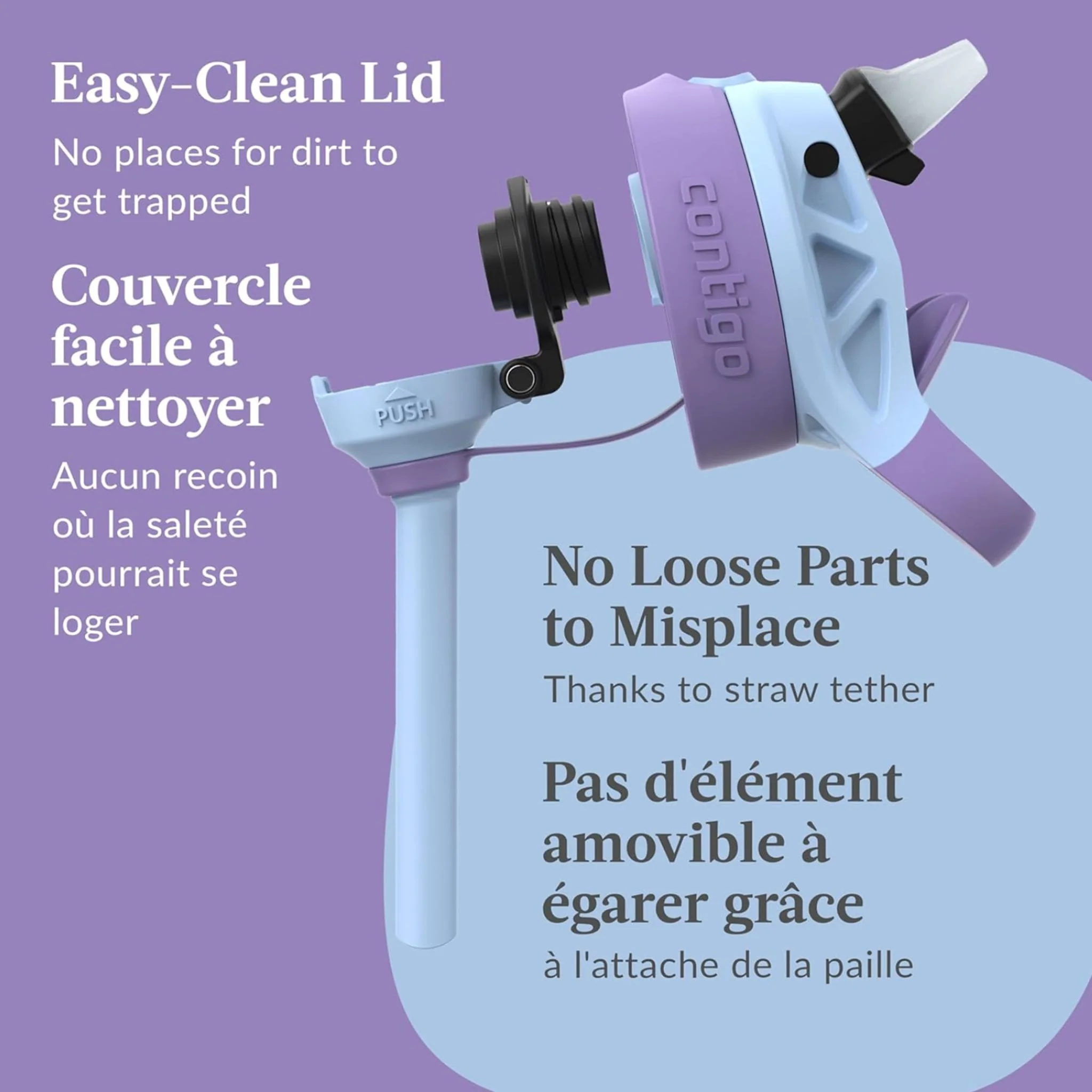 Bouteille d'Eau Aubrey Antifuite et Antidéversement - Lila 14 oz - Image 3