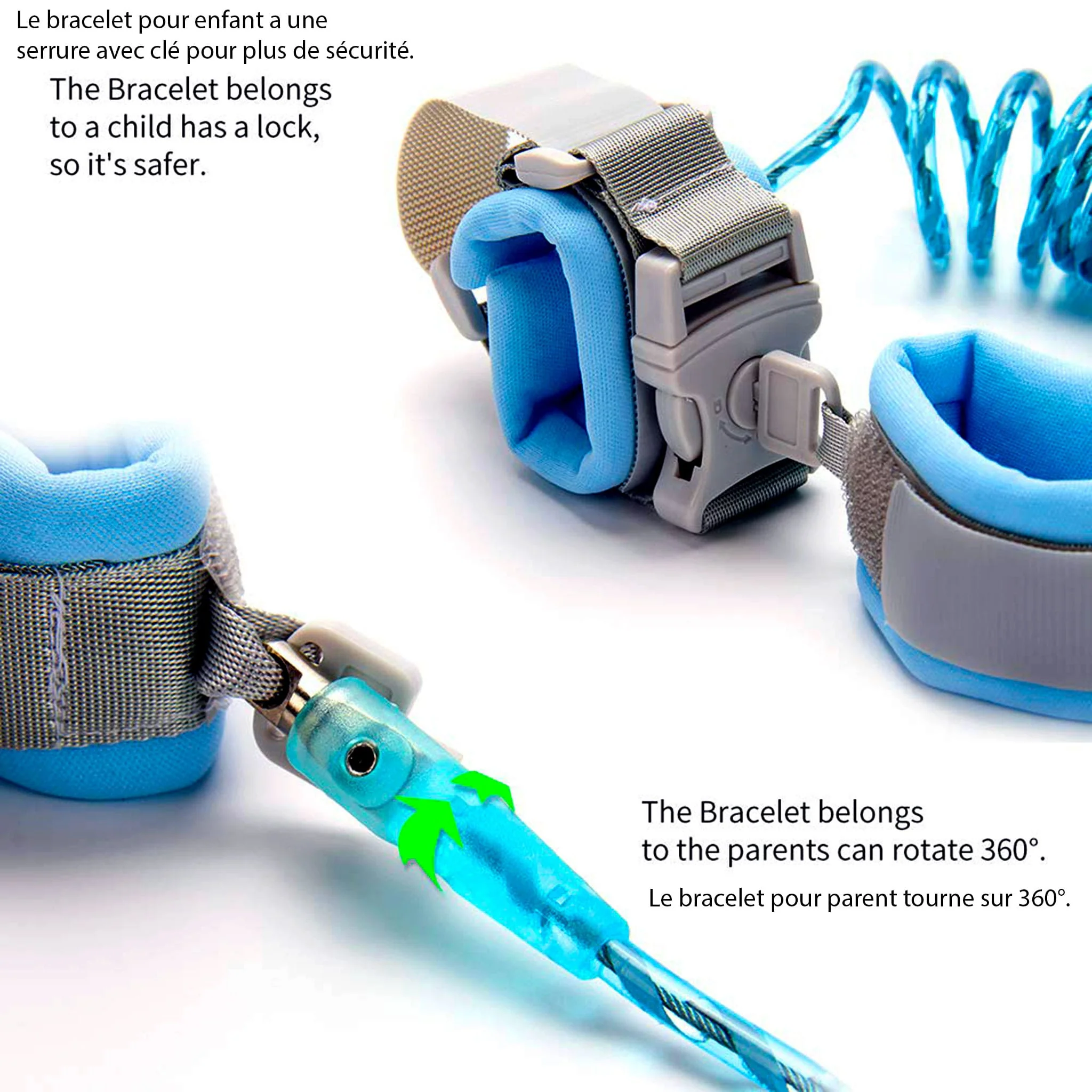 Bracelet de Sécurité avec Clé - Bleu - Image 2
