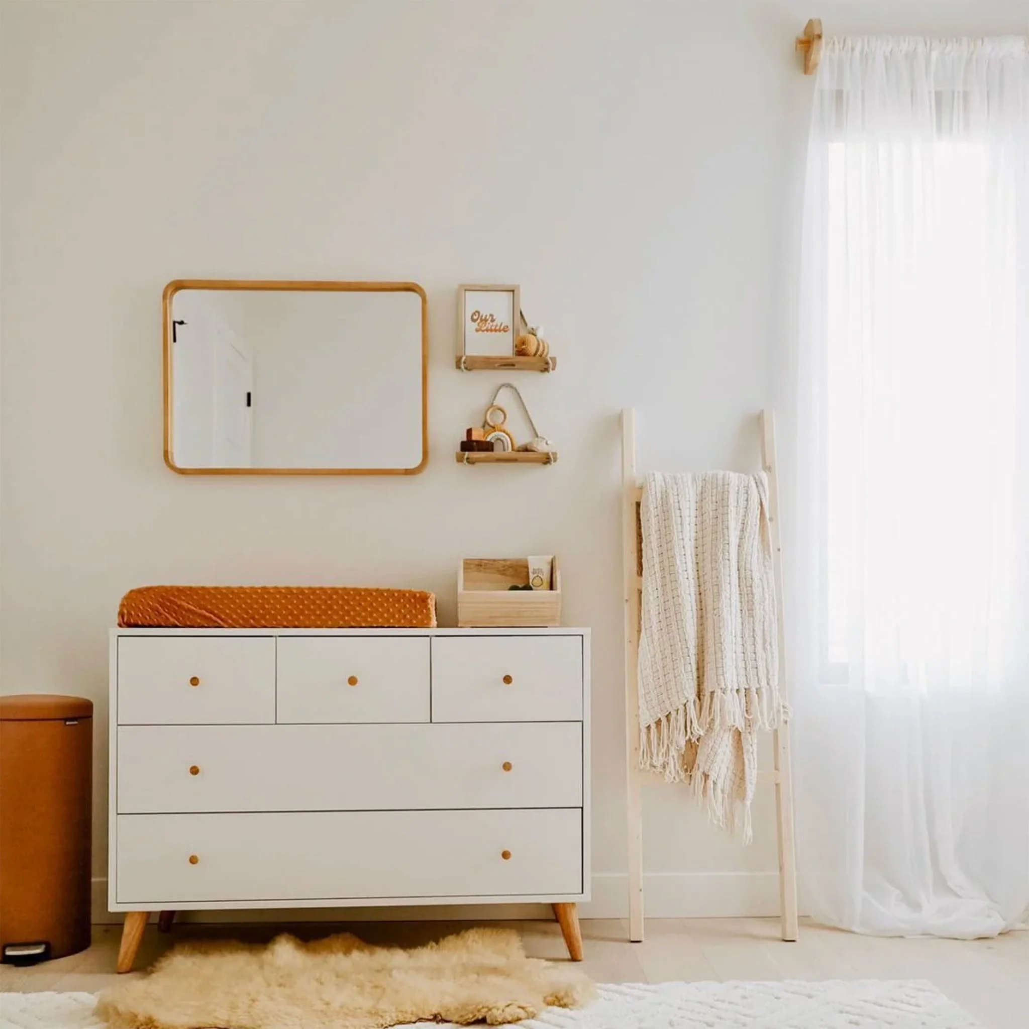 Commode 5 Tiroirs Austin - Blanc/ Naturel - Image 3