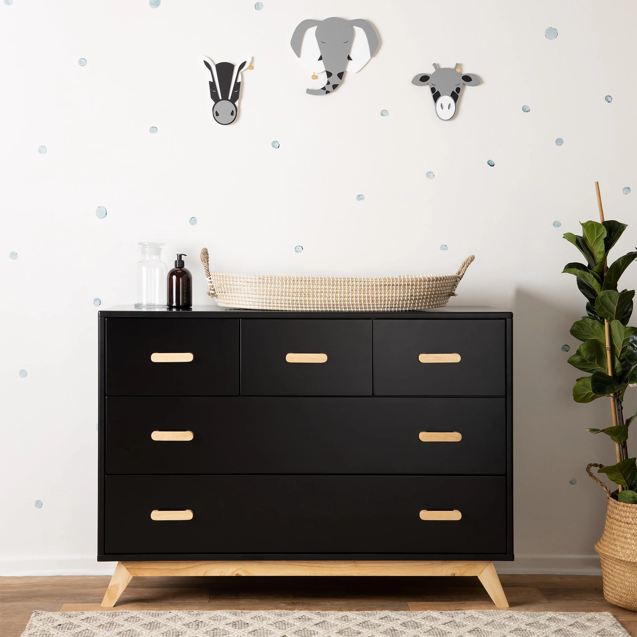 Commode 5 tiroirs Soho - Noir / Naturel - Image 2