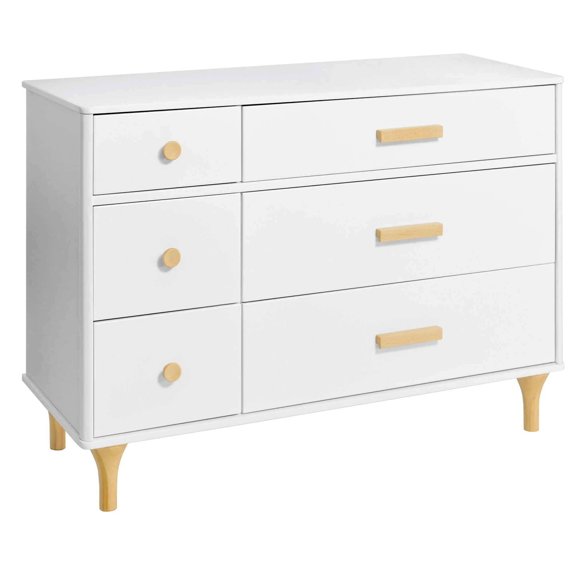 Commode Double 6 Tiroirs Lolly - Blanc / Naturel