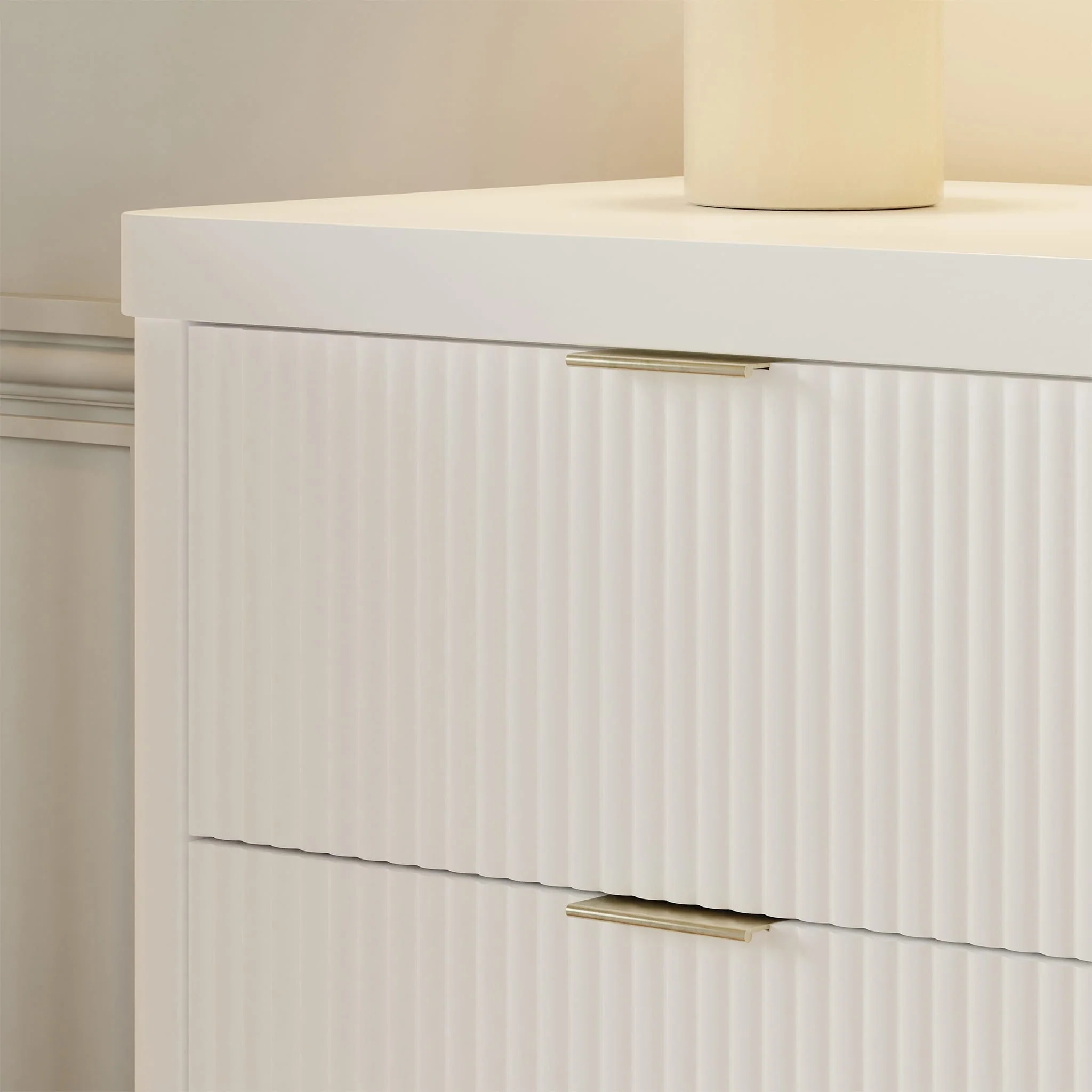 Commode 6 tiroirs Brimsley Tambour - Blanc Chaud - Image 14