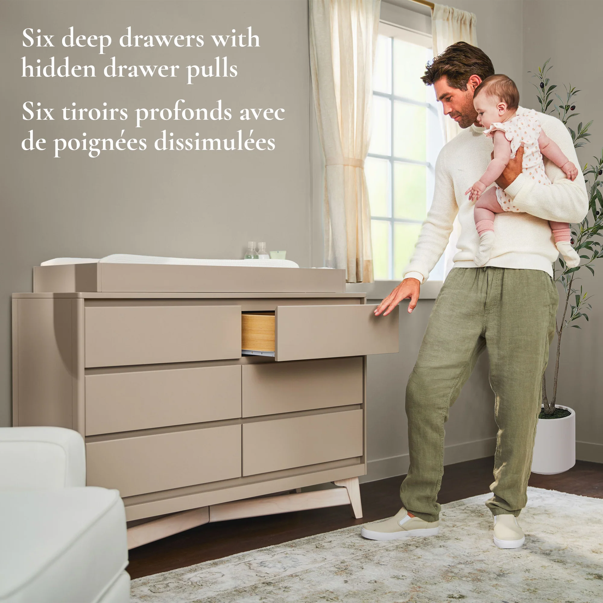 Commode 6 Tiroirs Pala -Taupe/Blanc Lavé - Image 2