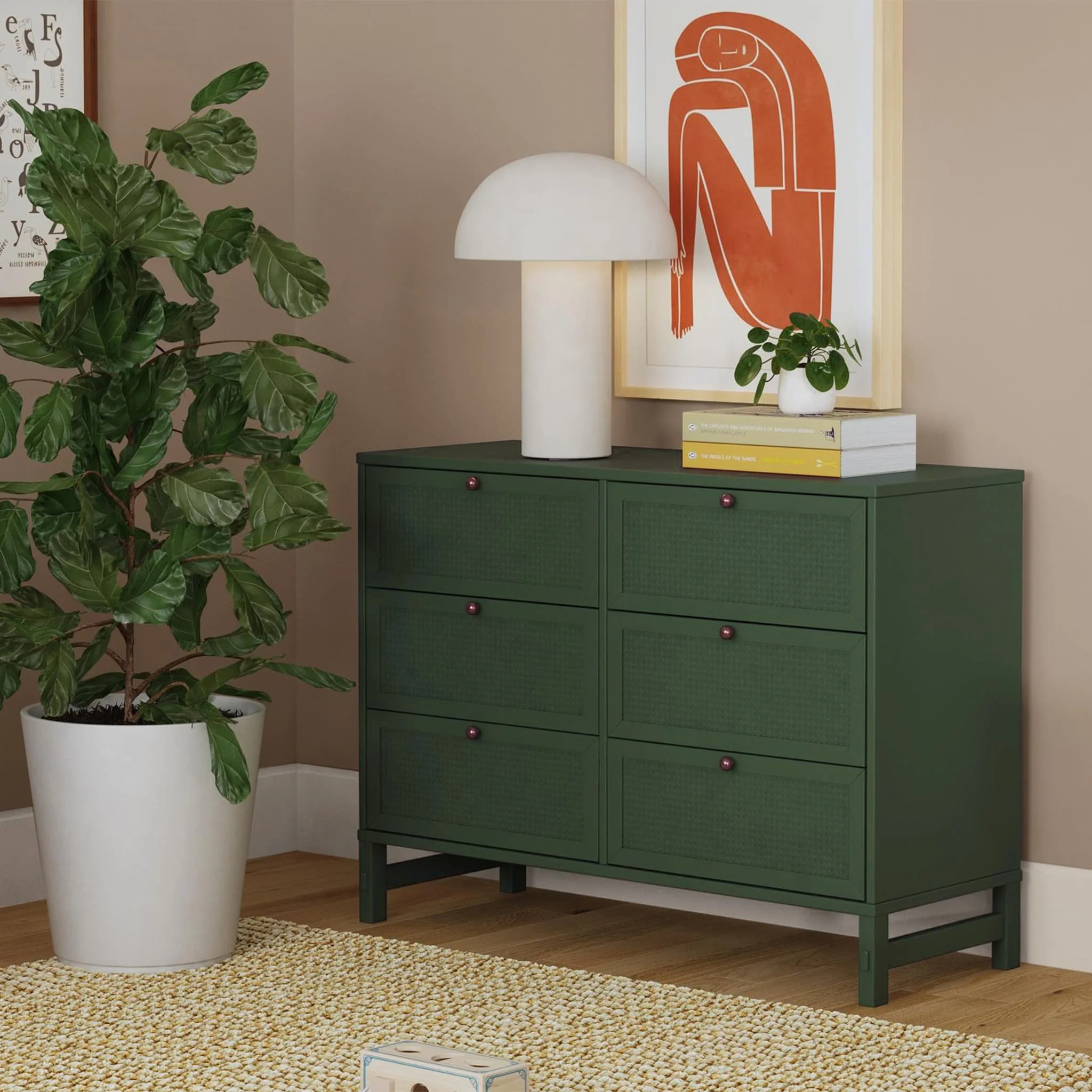 Commode 6 Tiroirs Margot- Vert Forêt - Image 9