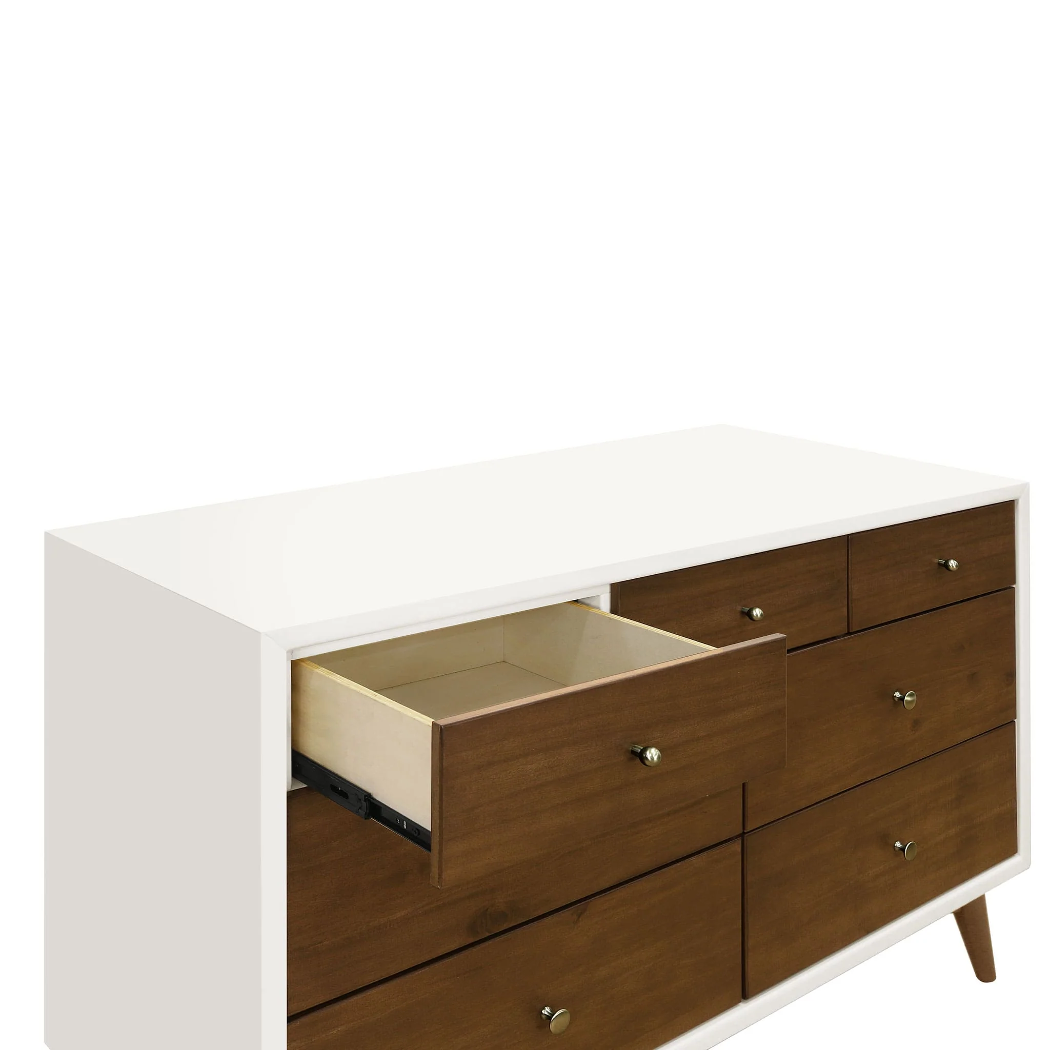 Commode 7 Tiroirs Palma - Blanc Chaud / Noyer - Image 4