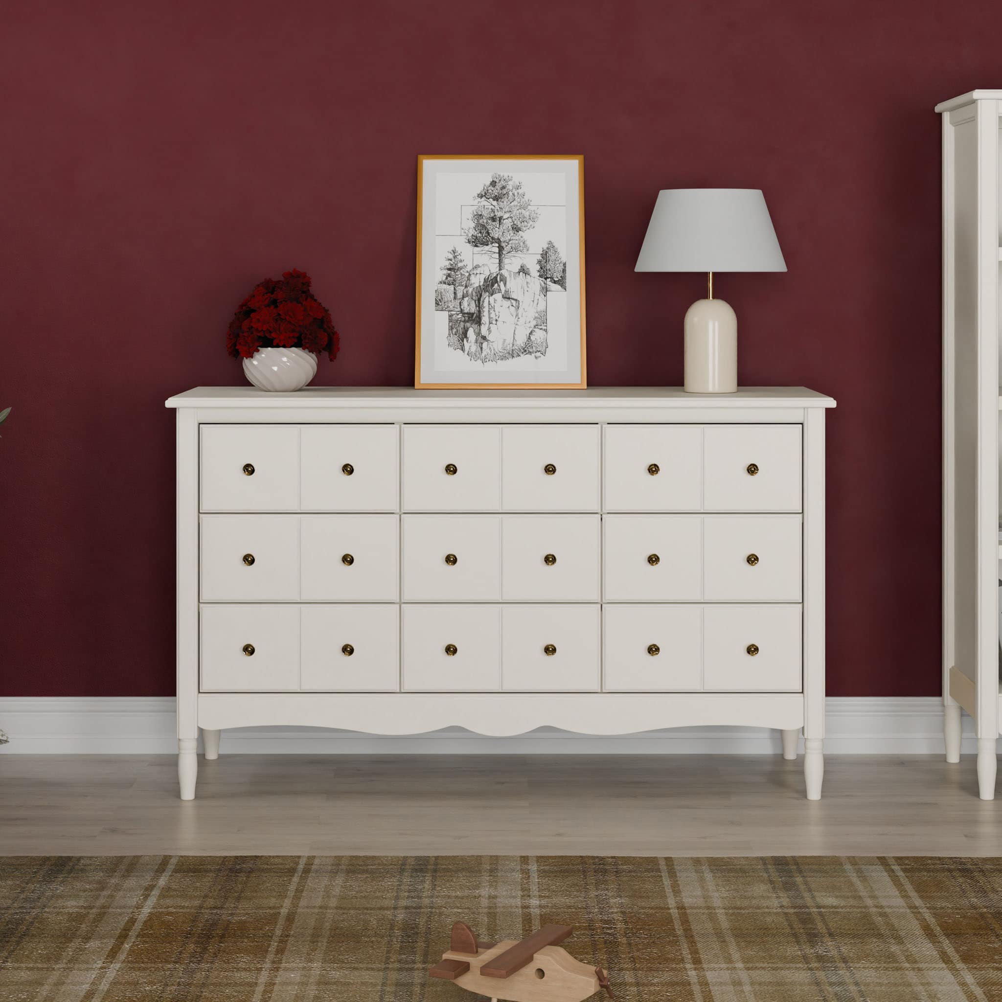 Bureau 9 Tiroirs Liberty - Blanc Chaud - Image 8