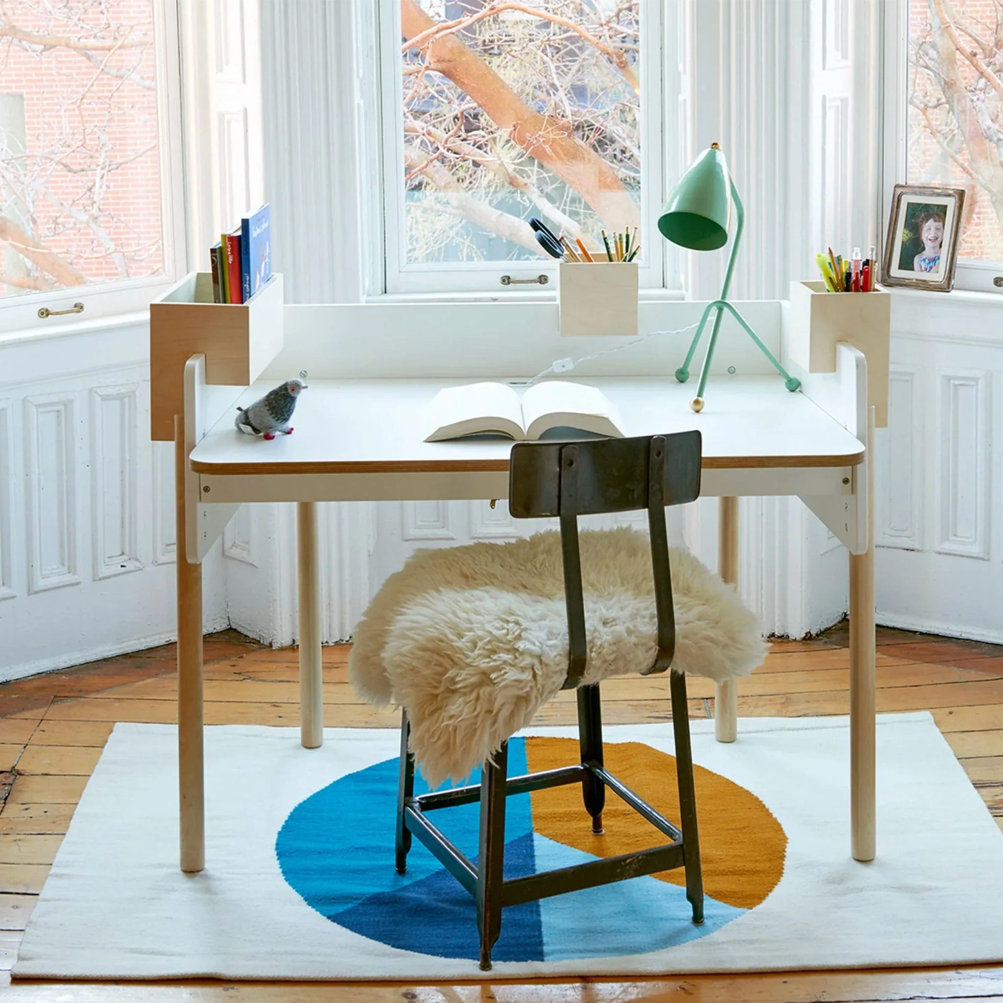 Bureau De Travail Brooklyn - Blanc/ Naturel - Image 12