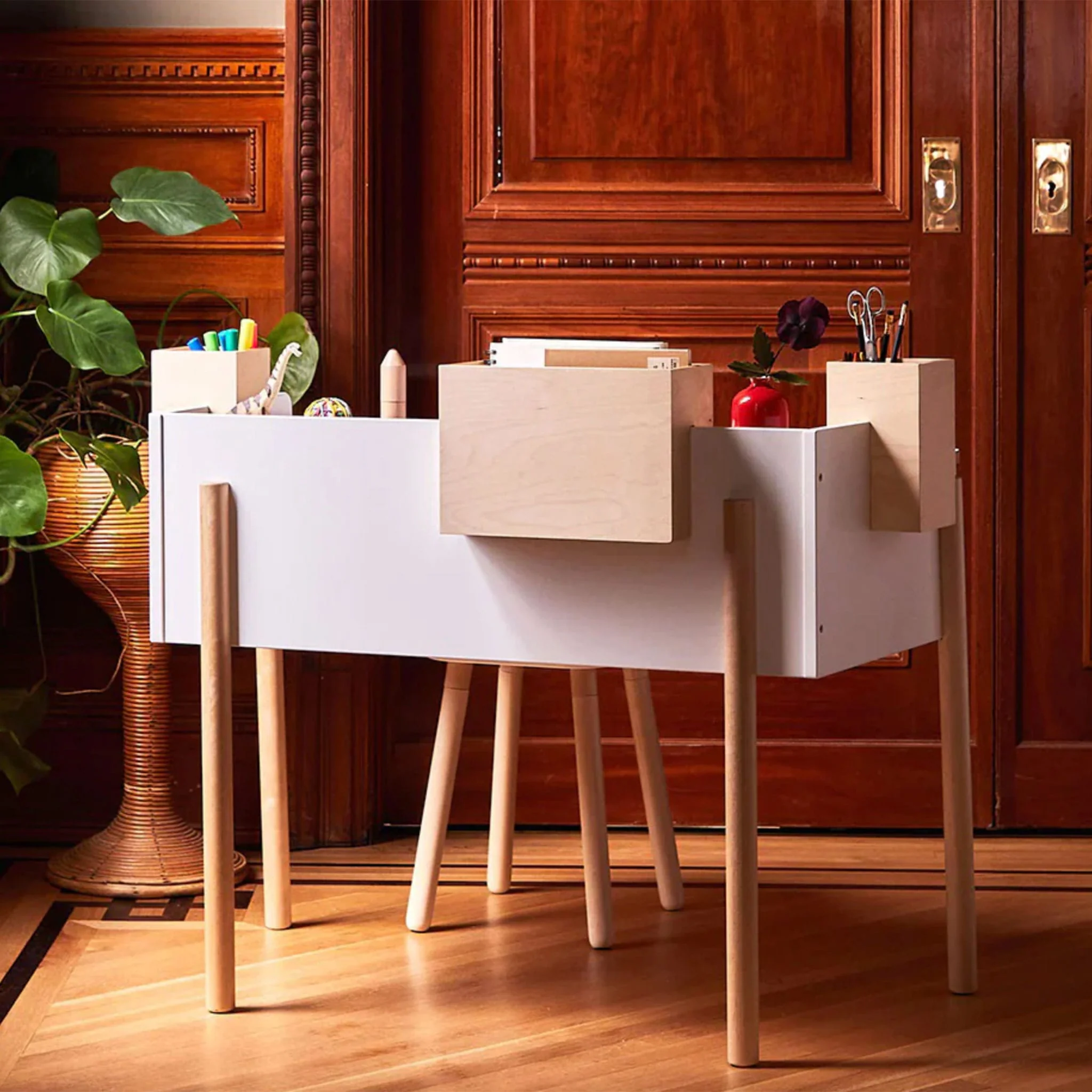 Bureau De Travail Brooklyn - Blanc/ Naturel - Image 3
