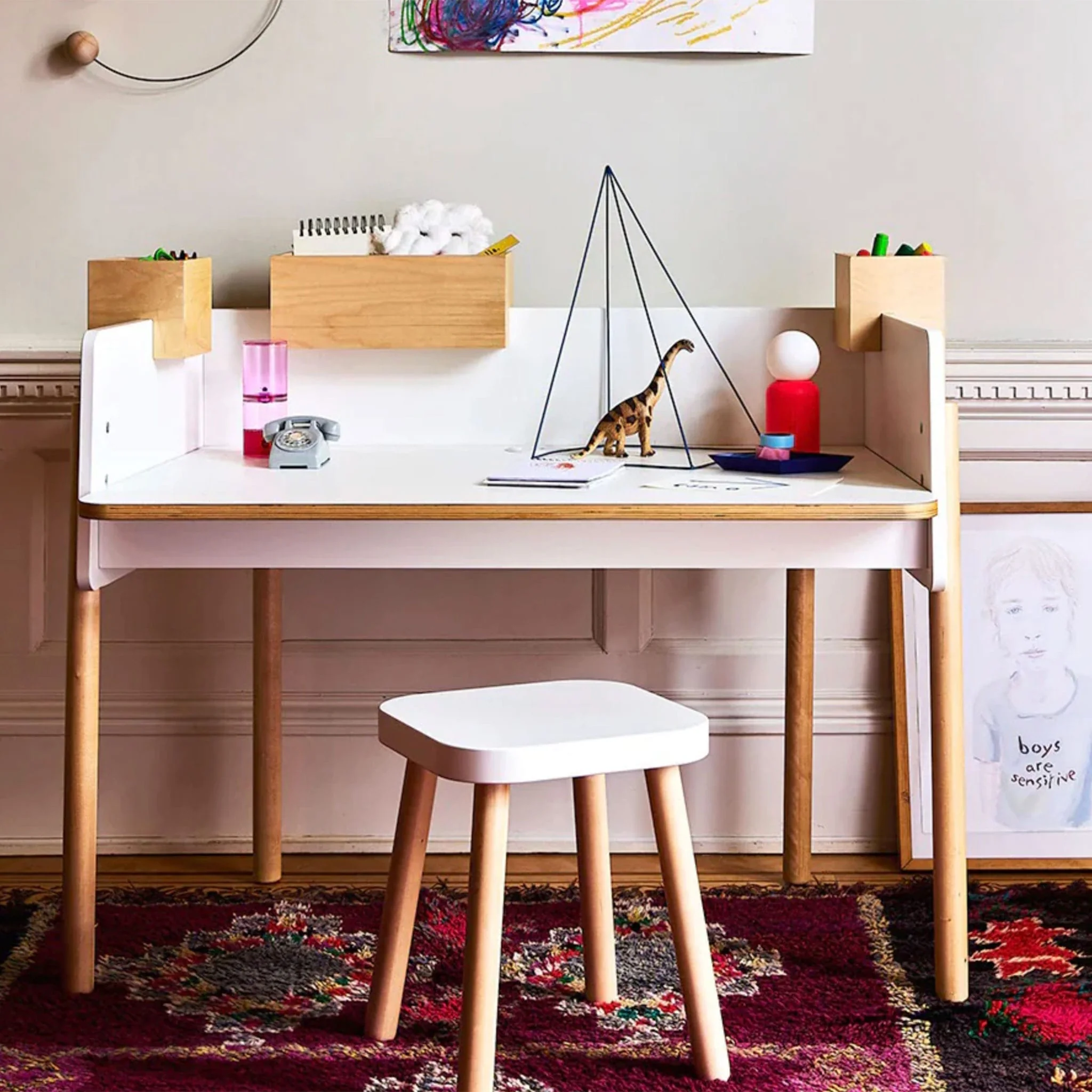 Bureau De Travail Brooklyn - Blanc/ Naturel - Image 5