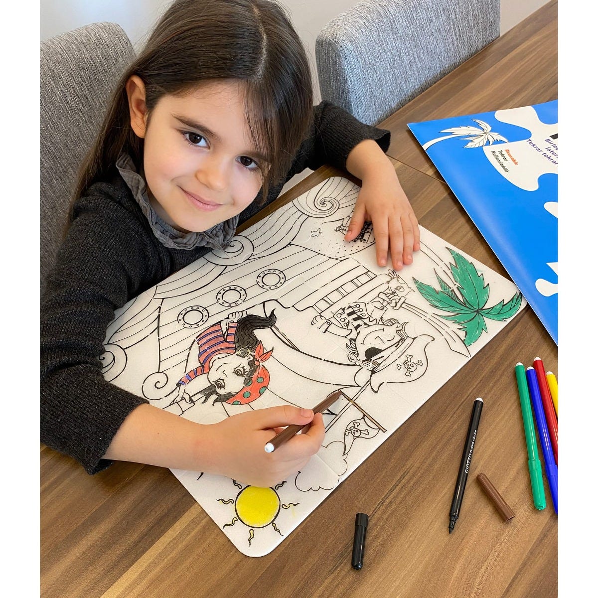 Casse-tête à Colorier et Crayons Lavables - Pirates - Image 3