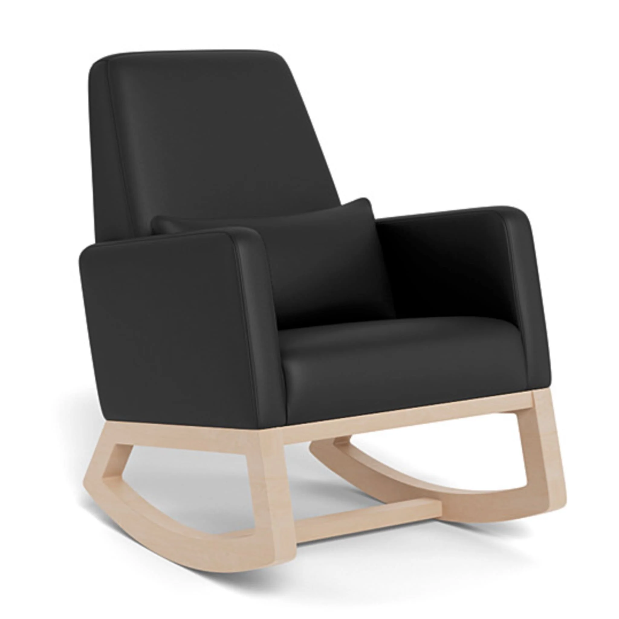 Chaise Berçante Joya - Cuir Noir / Bois Érable
