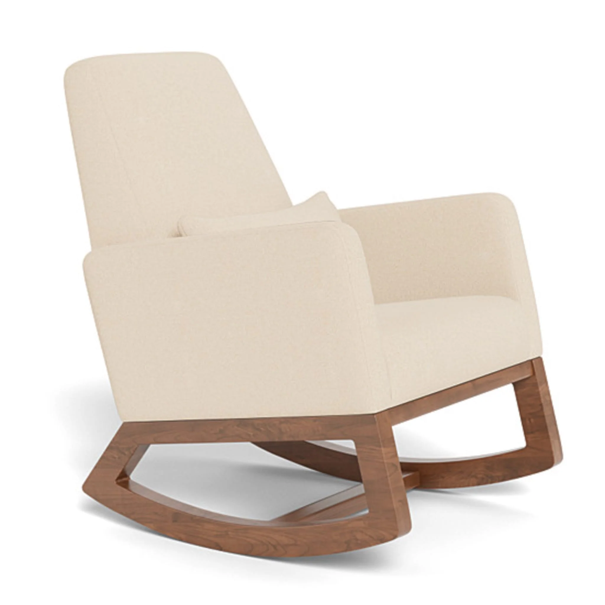Chaise Berçante Joya - Tissu Bouclé Biscuit / Noyer