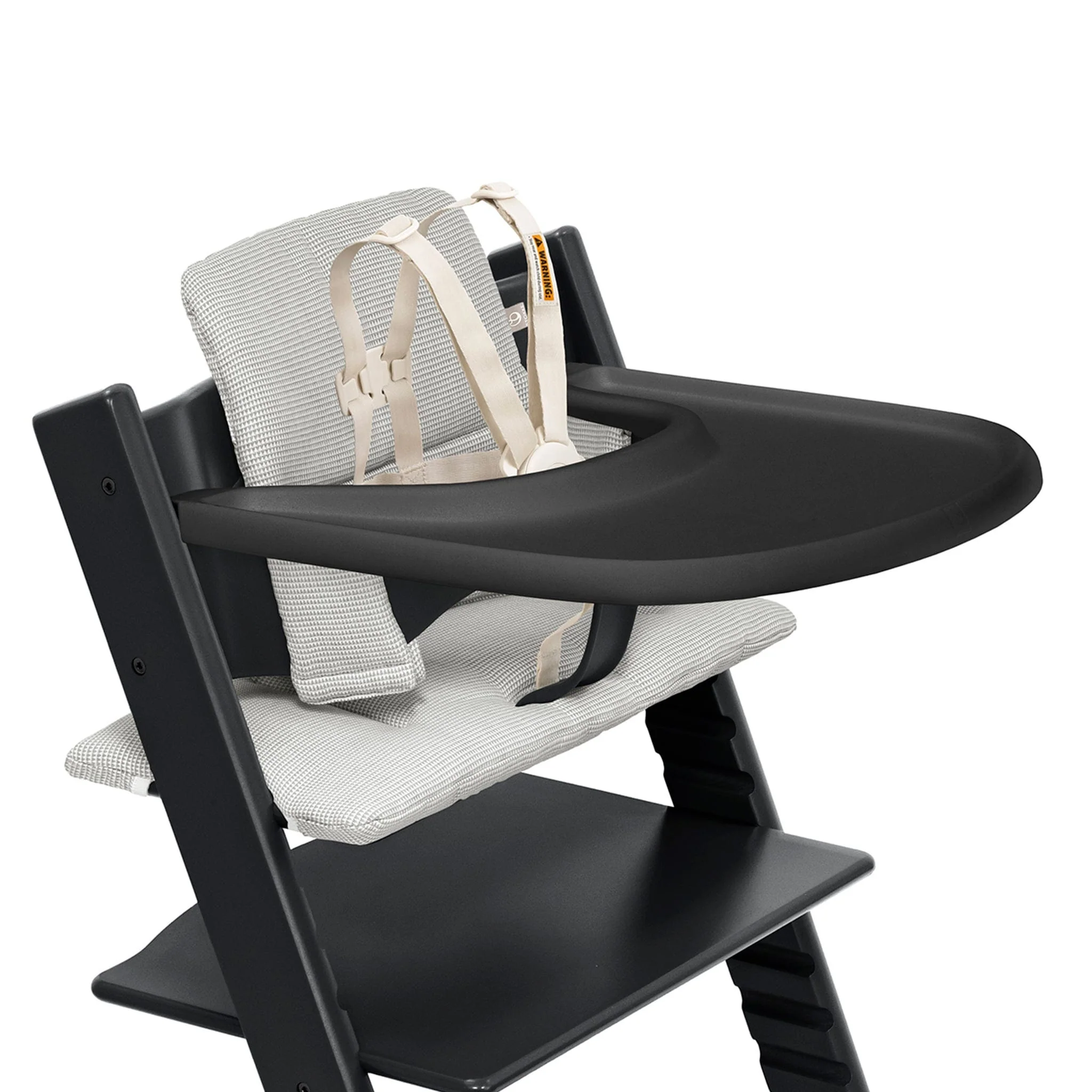 Chaise Haute Tripp Trapp® V2 + Coussin Gris avec Cabaret Stokke® - Noir - Image 2