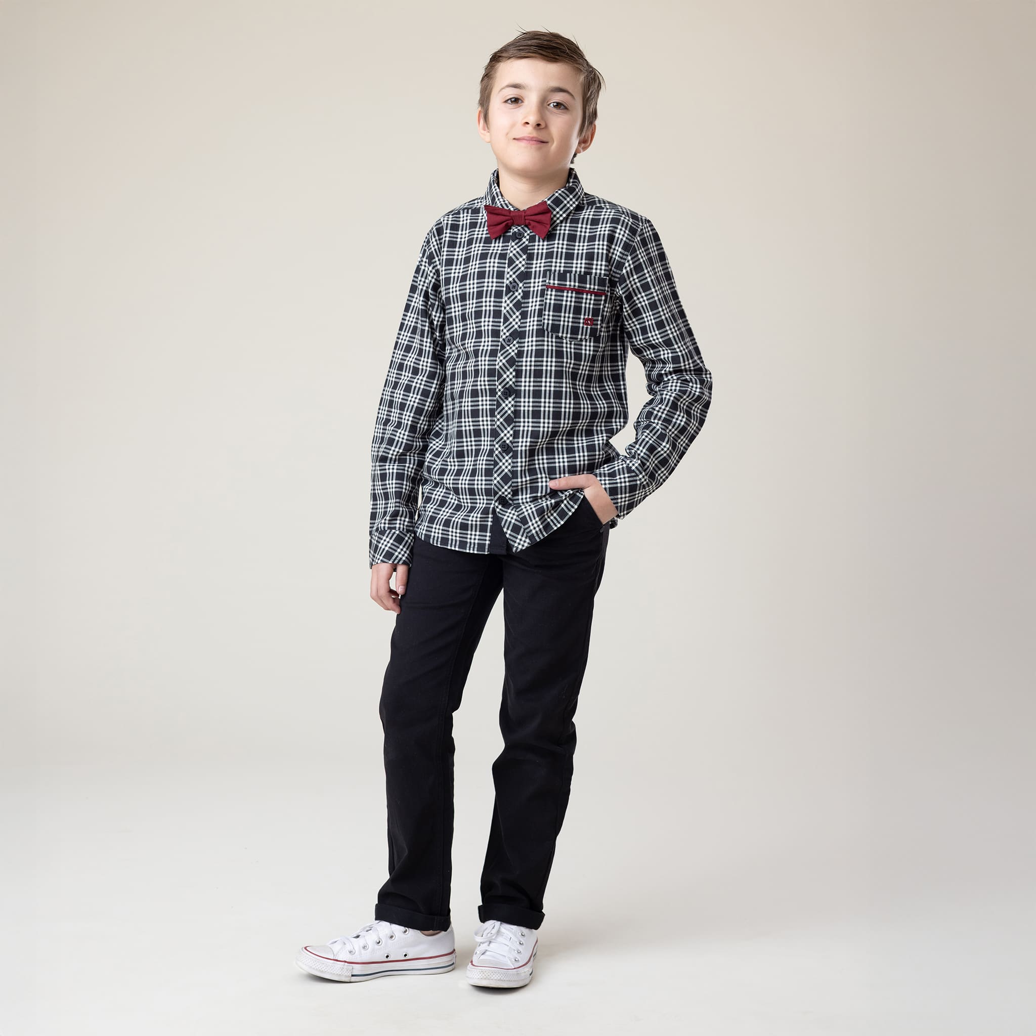 Chemise Carreaux Noir Chic 2-12ans - Image 4