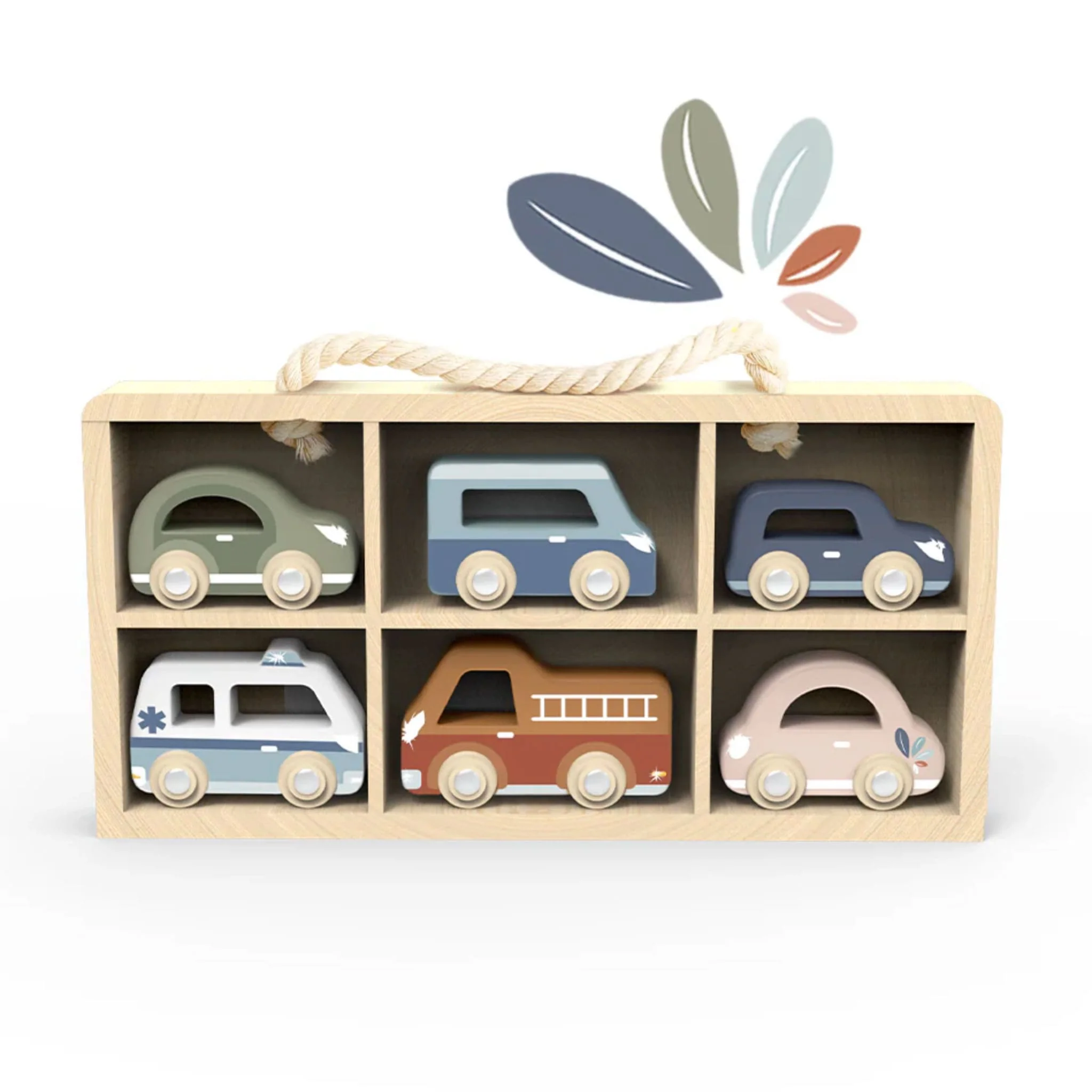 Coffret 6 Voitures En Bois
