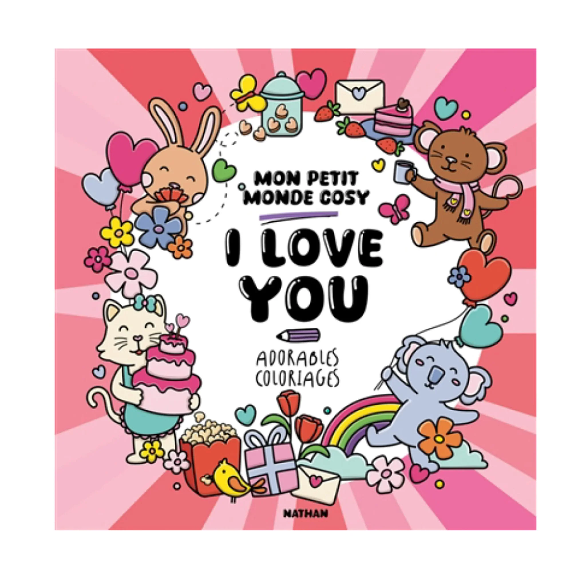 Coloriage I love you : mon petit monde cosy