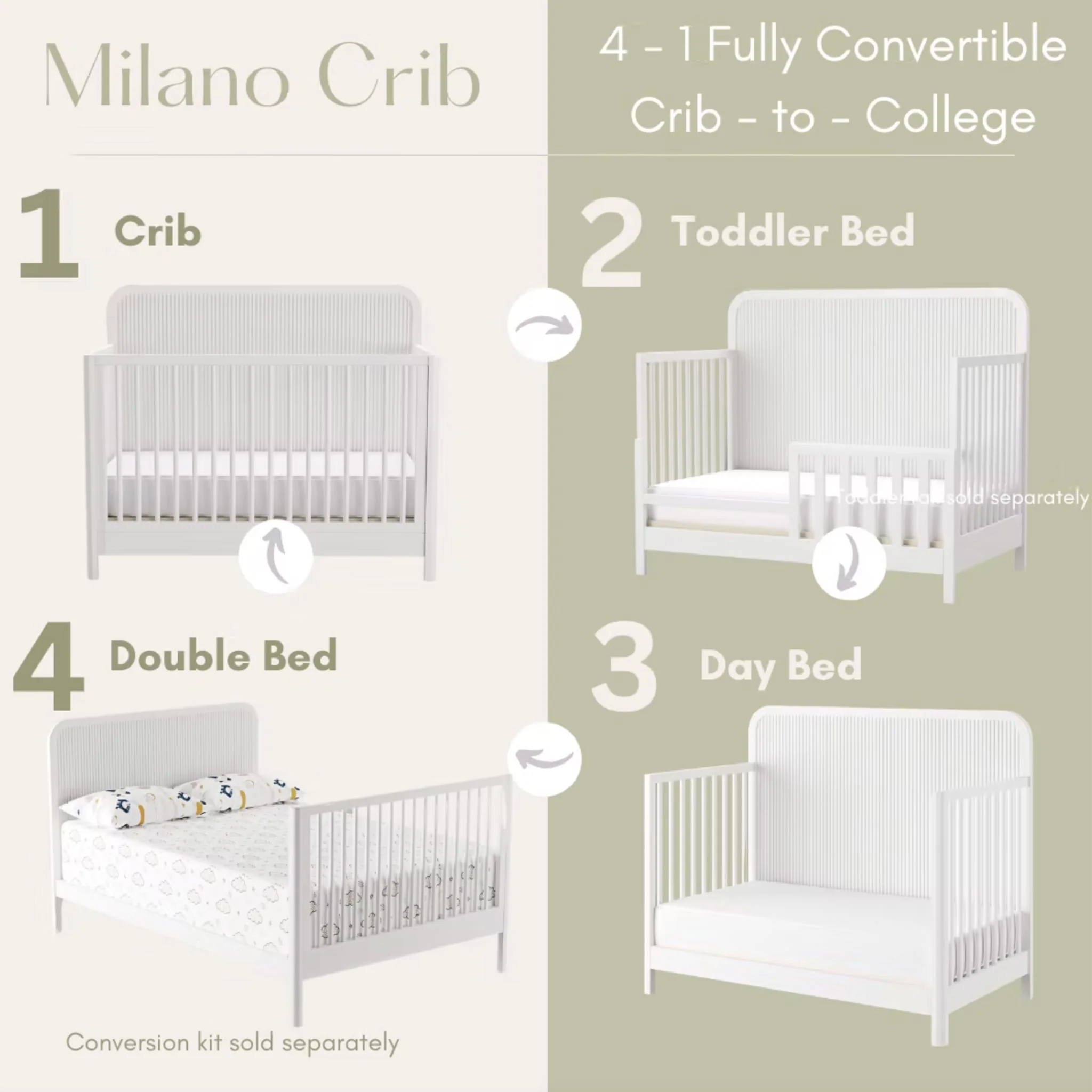 Couchette Convertible Milano - Blanc - Image 4
