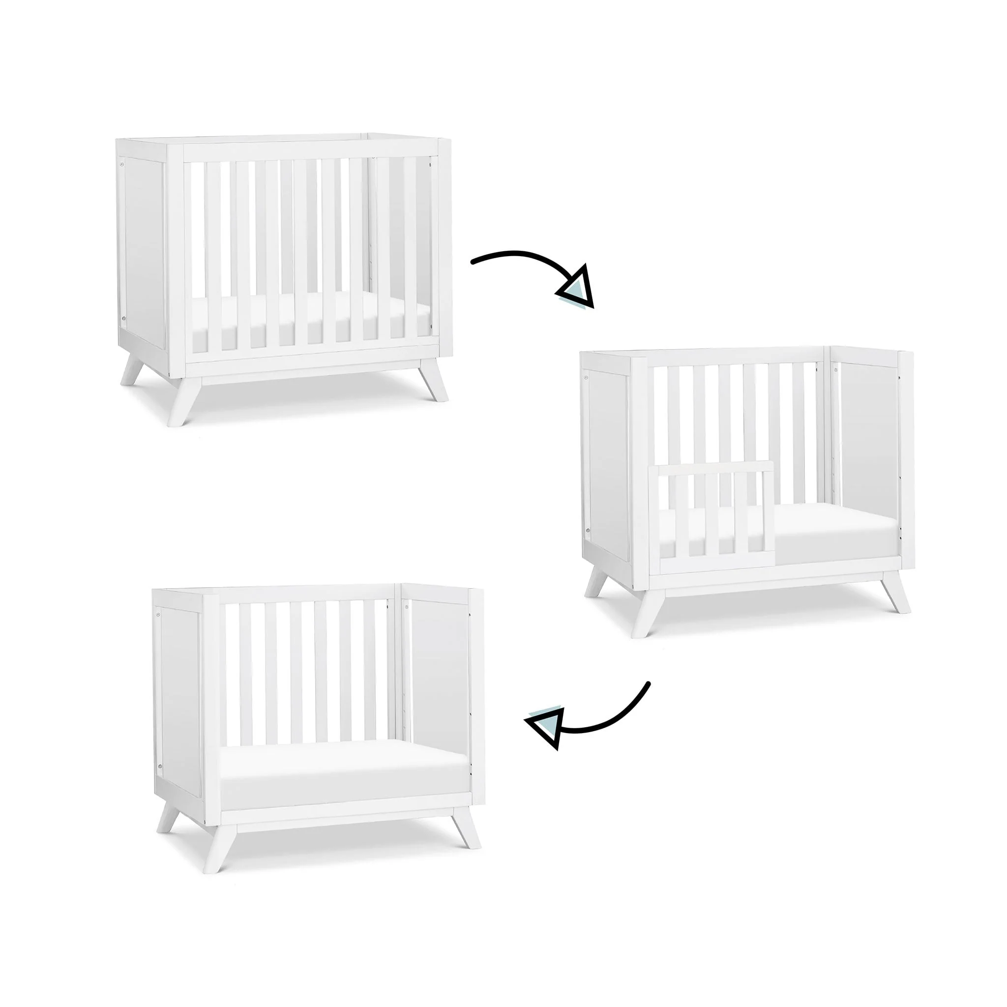 Mini Couchette Convertible Otto 3-en-1 (avec matelas de 4" inclus) - Blanc - Image 5