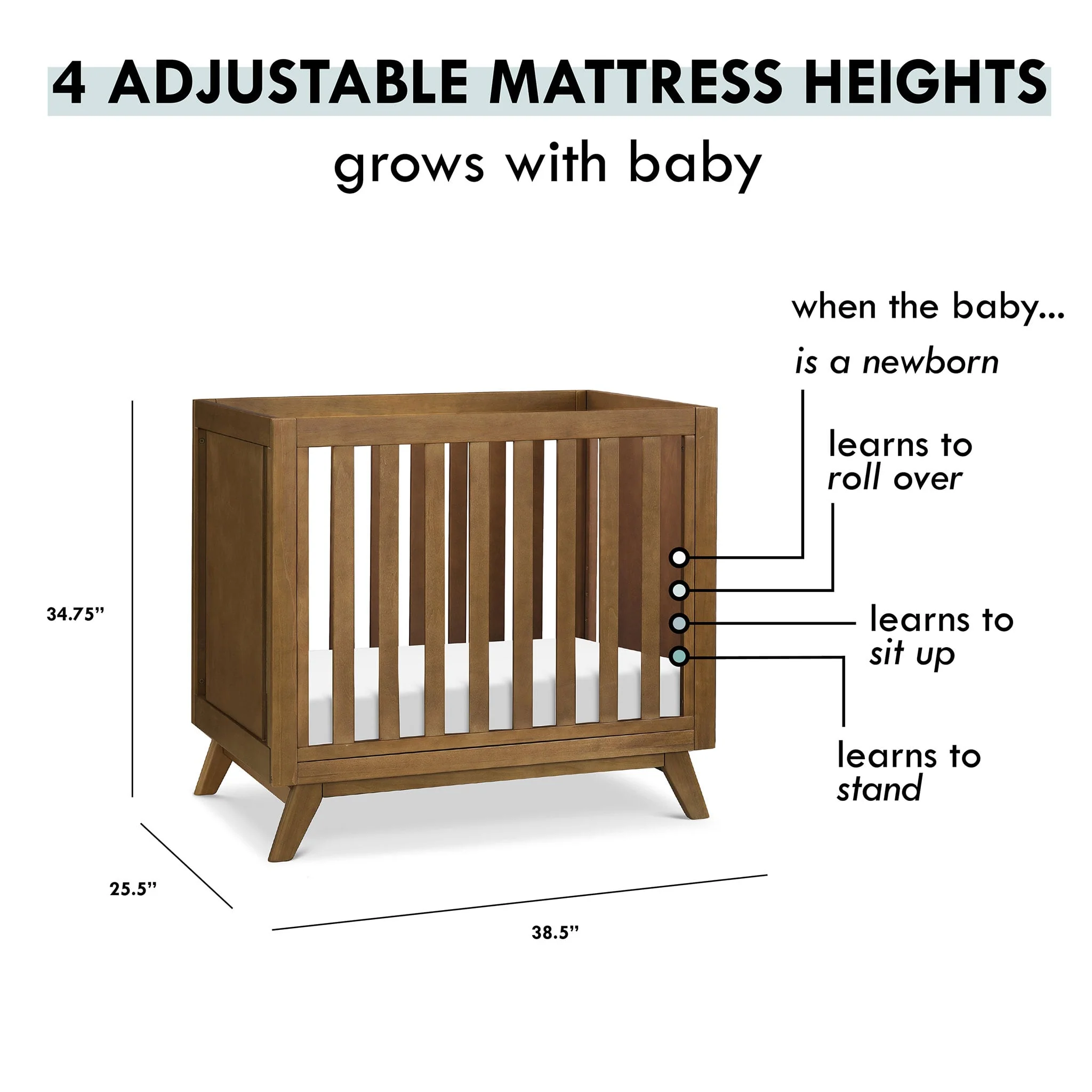 Mini Couchette Convertible Otto 3-en-1 (avec matelas de 4" inclus) - Noisette - Image 6