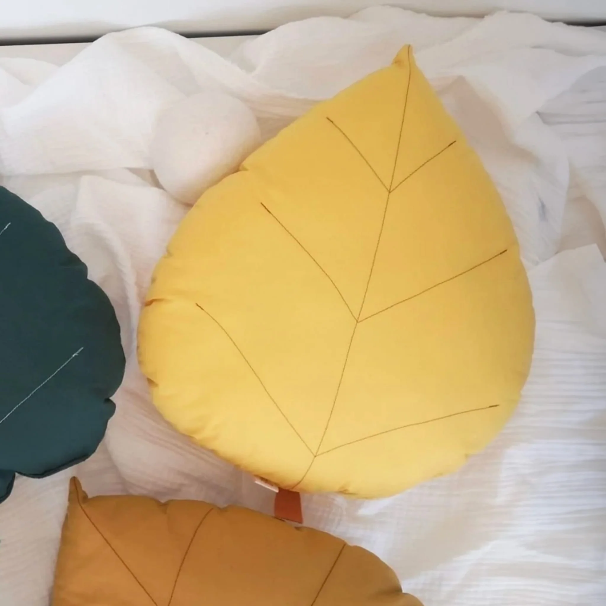 Coussin Feuille de Bouleau - Moutarde