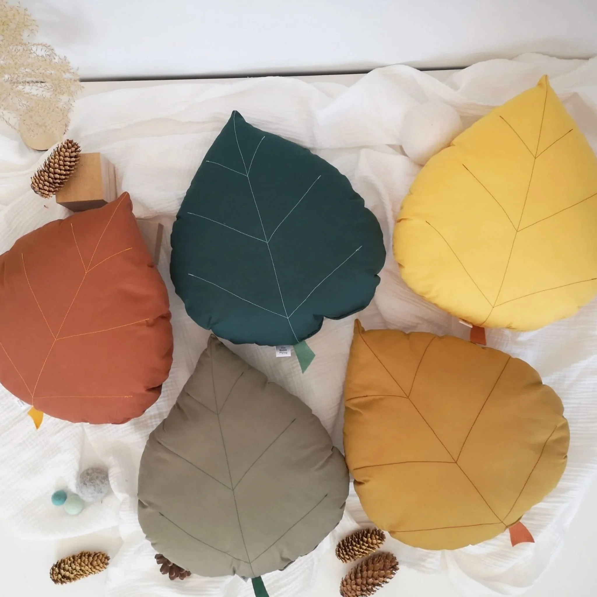 Coussin Feuille de Bouleau - Olive - Image 2
