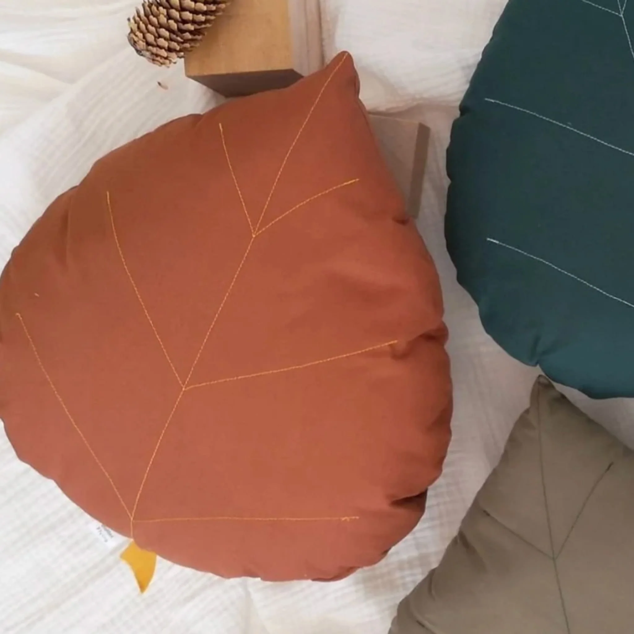 Coussin Feuille de Bouleau - Rouille