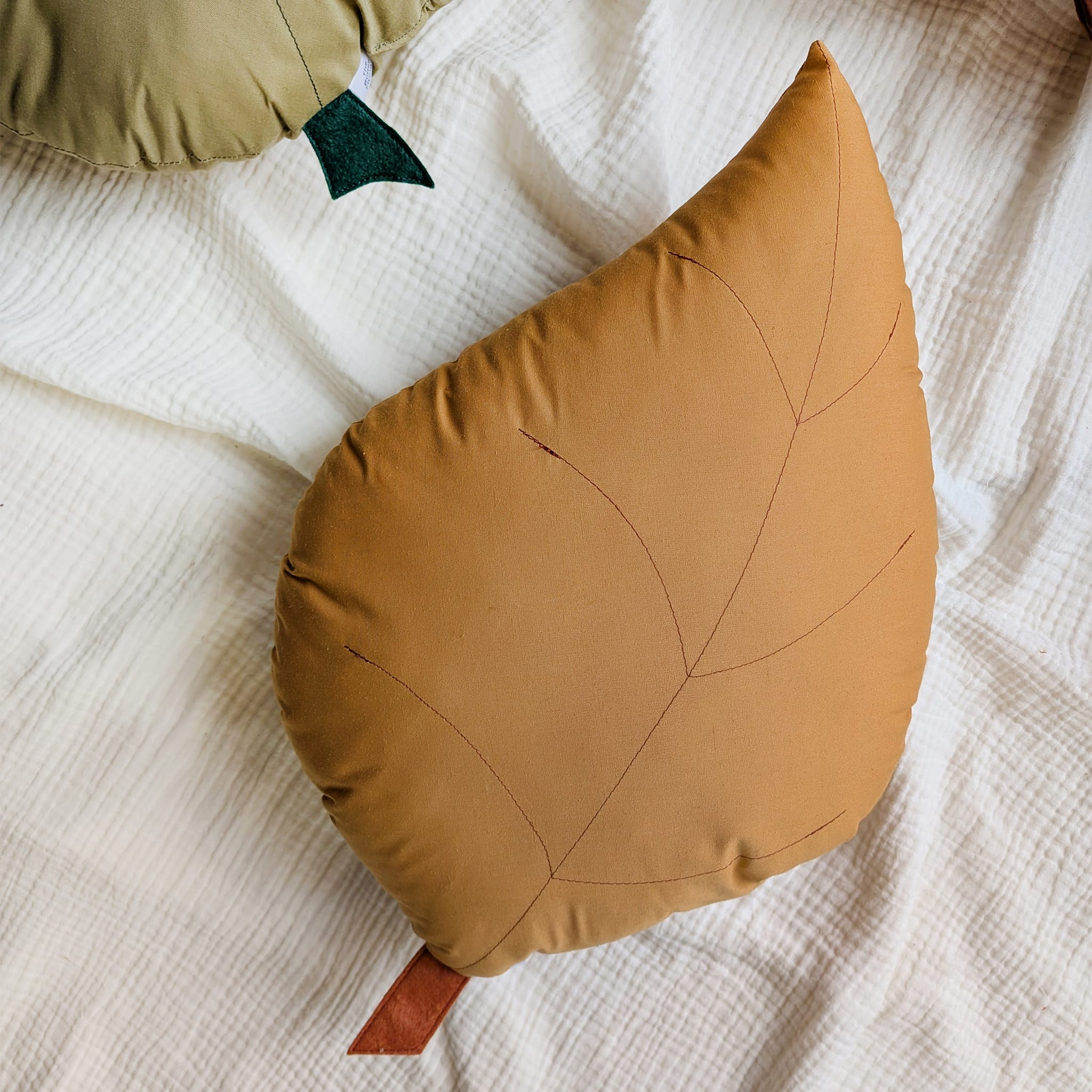 Coussin Feuille de Frêne - Ocre