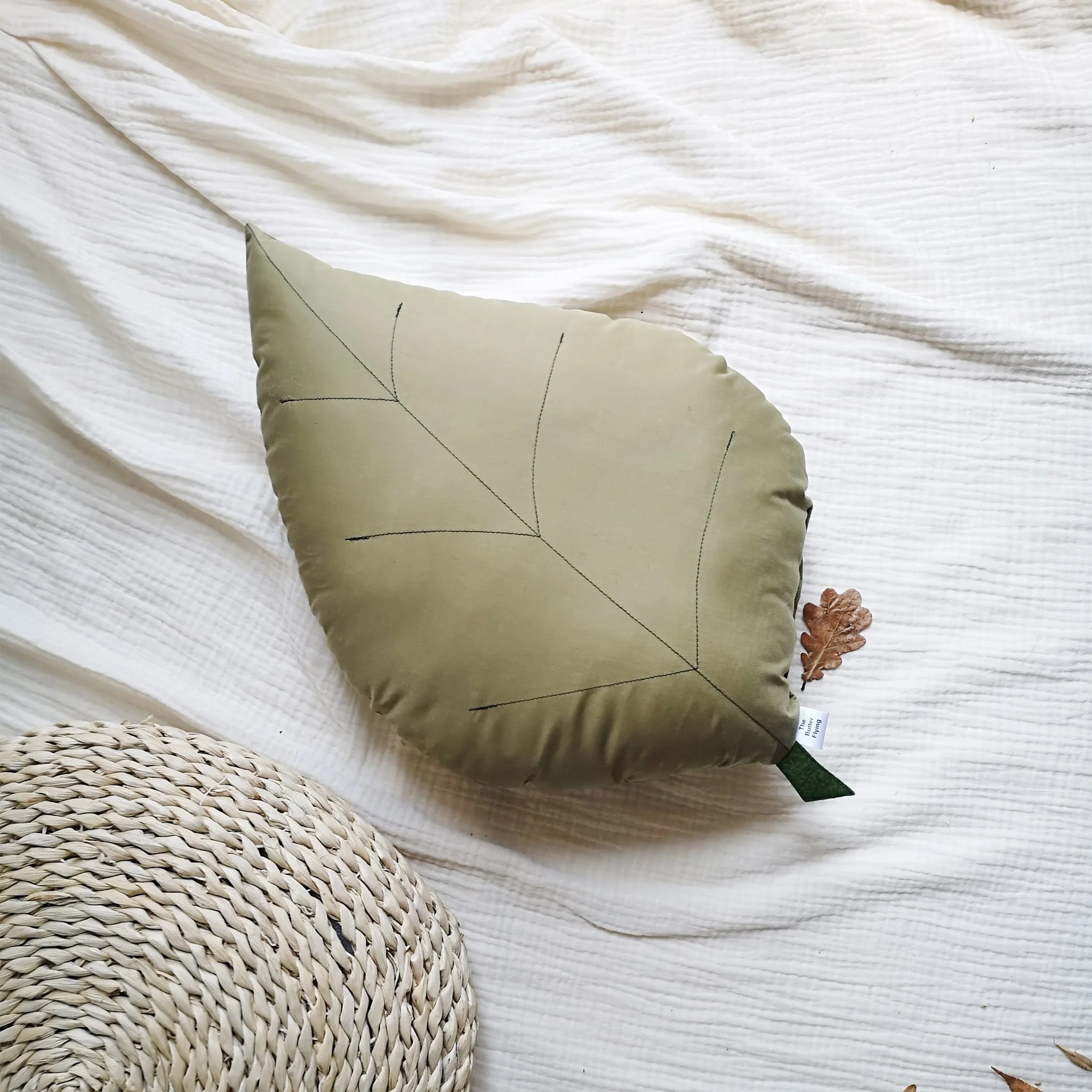 Coussin Feuille de Frêne - Olive - Image 2