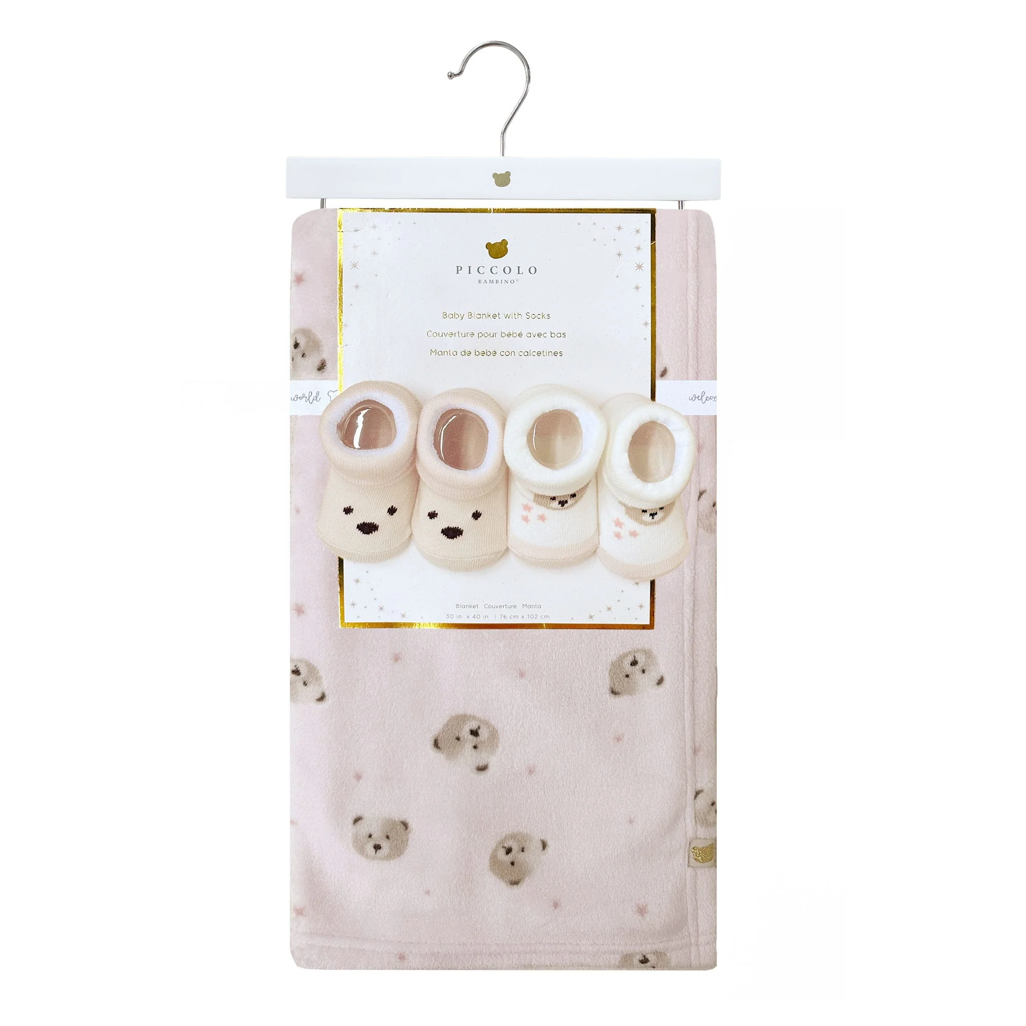 Couverture avec Bas Ours - Rose