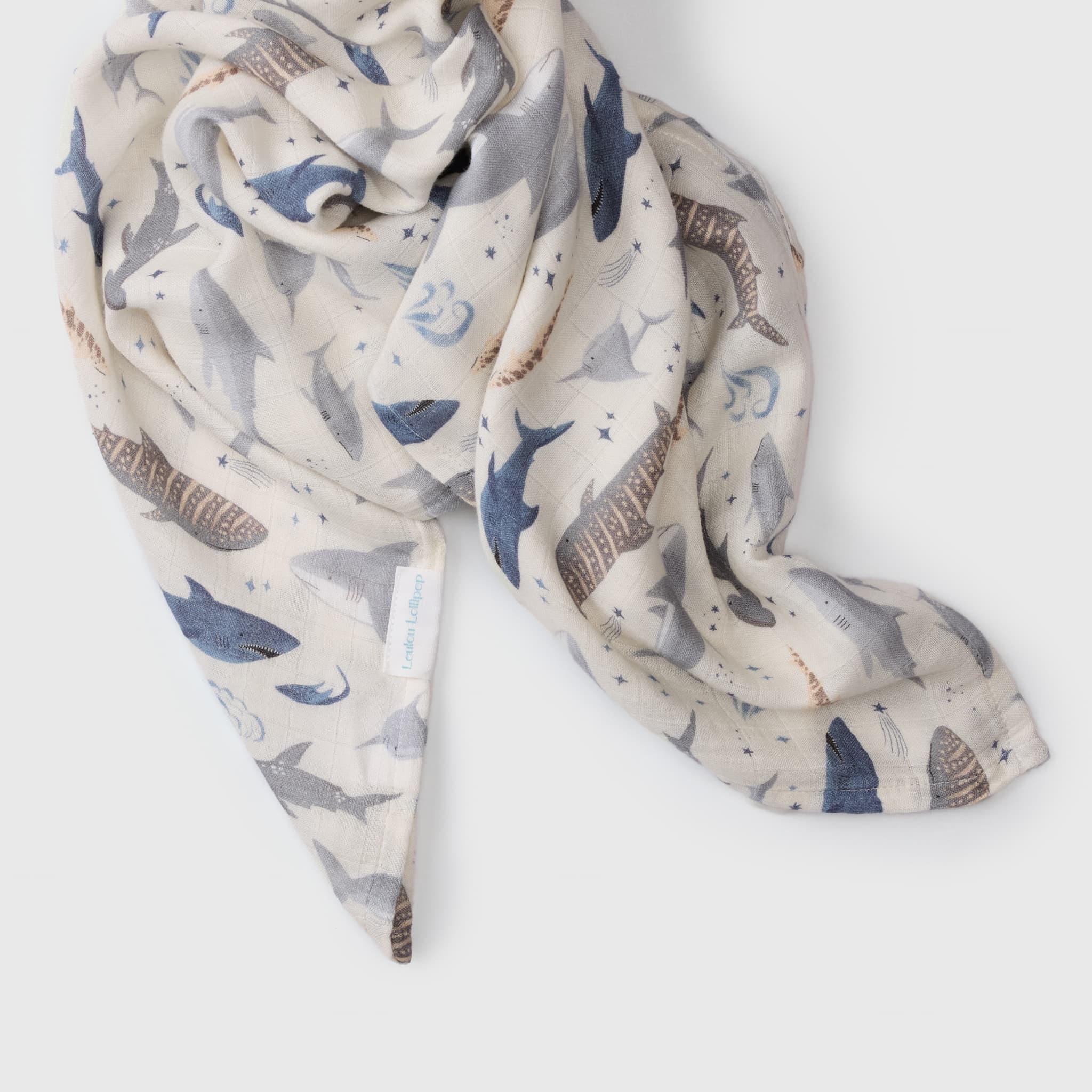 Couverture Mousseline Bambou - Requin - Image 2