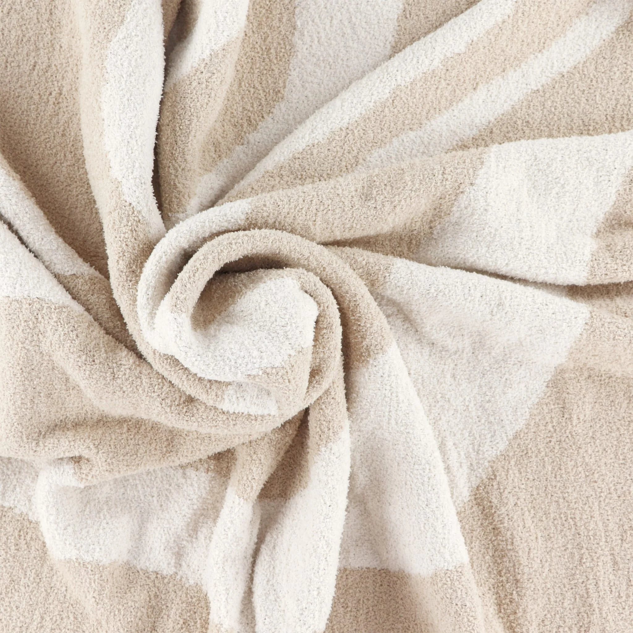Couverture Rayée Crème - Image 5