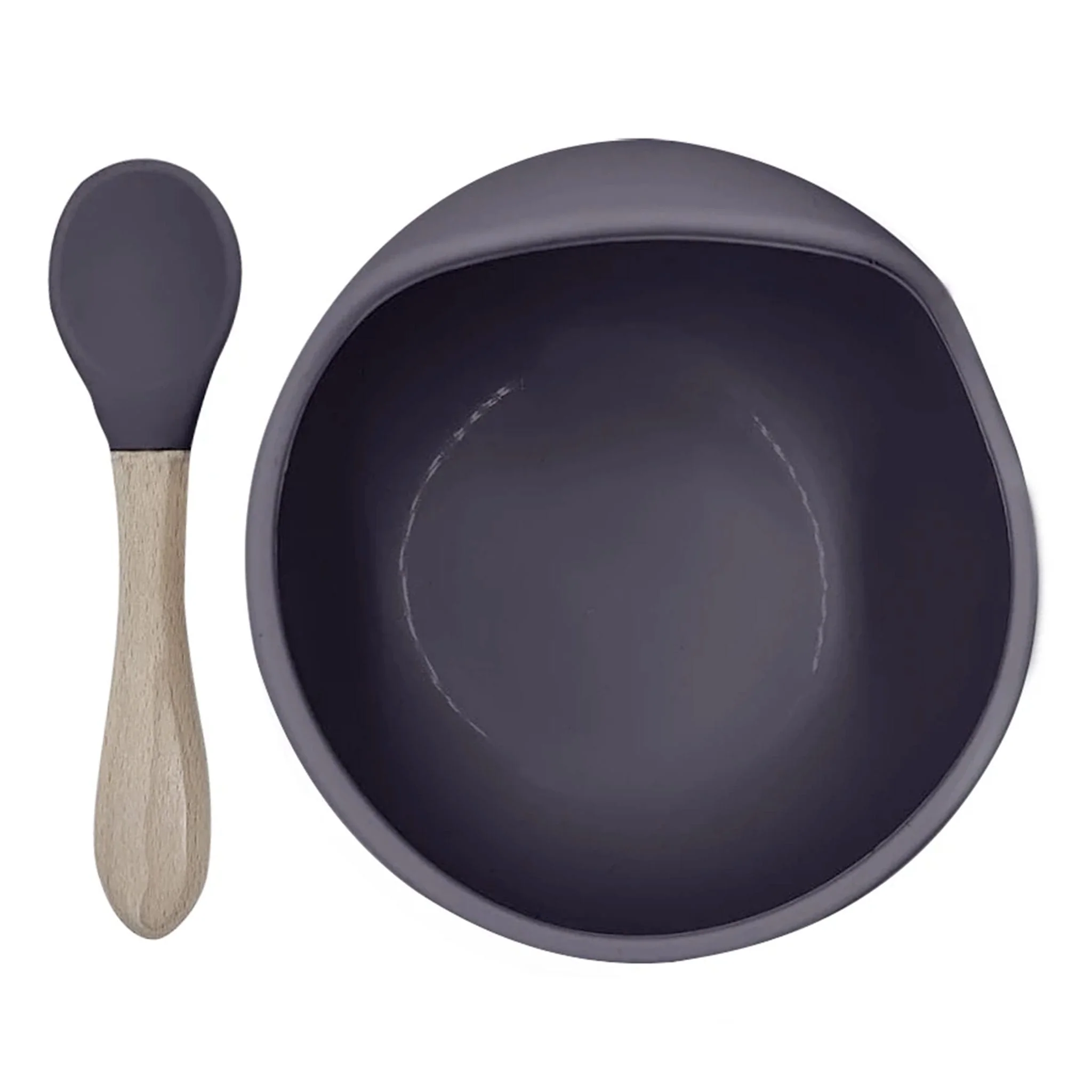 Cuillère et Bol en Silicone Siliscoop - Prune