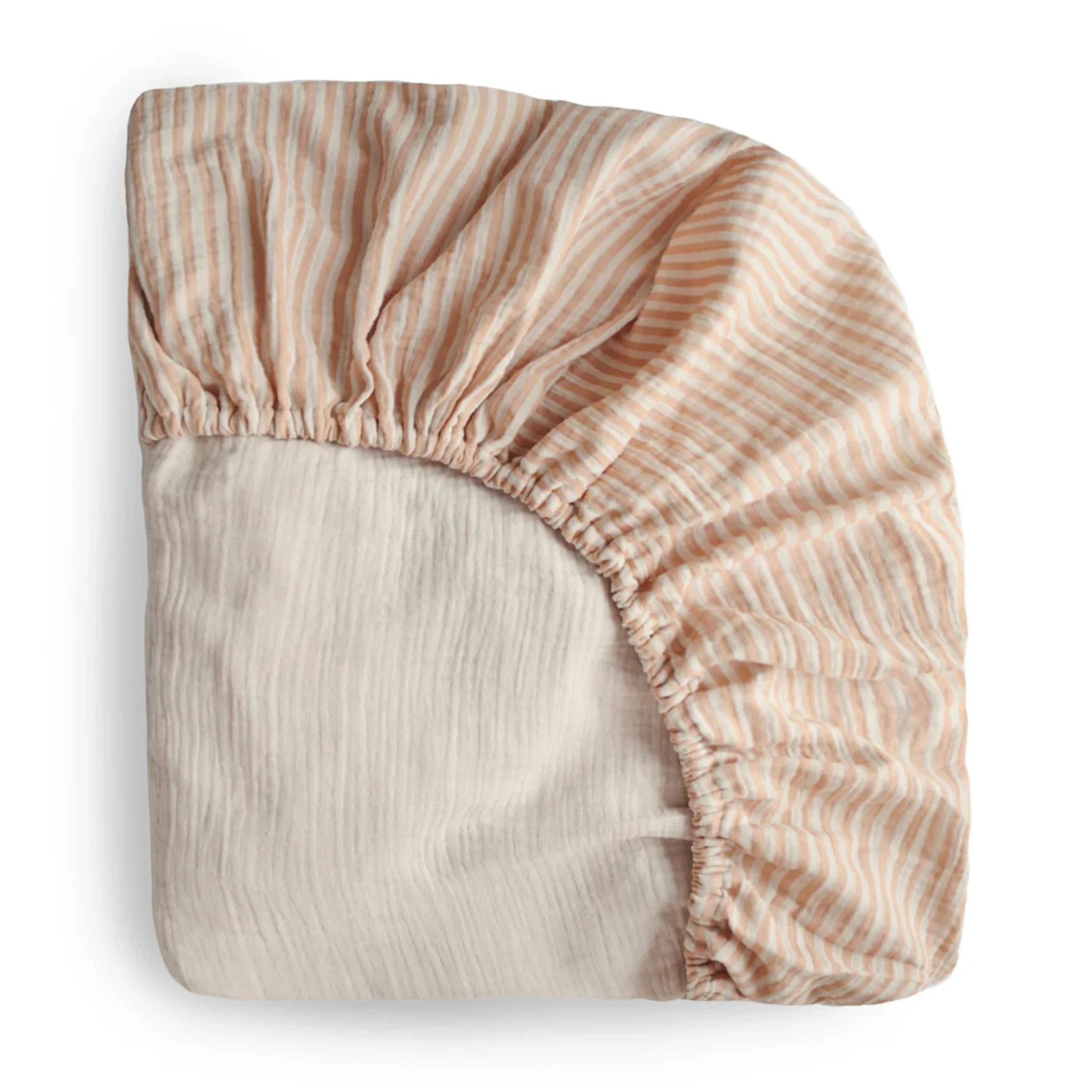 Drap Contour pour Lit de Bébé Mousseline -  Rayure Naturel - Image 2