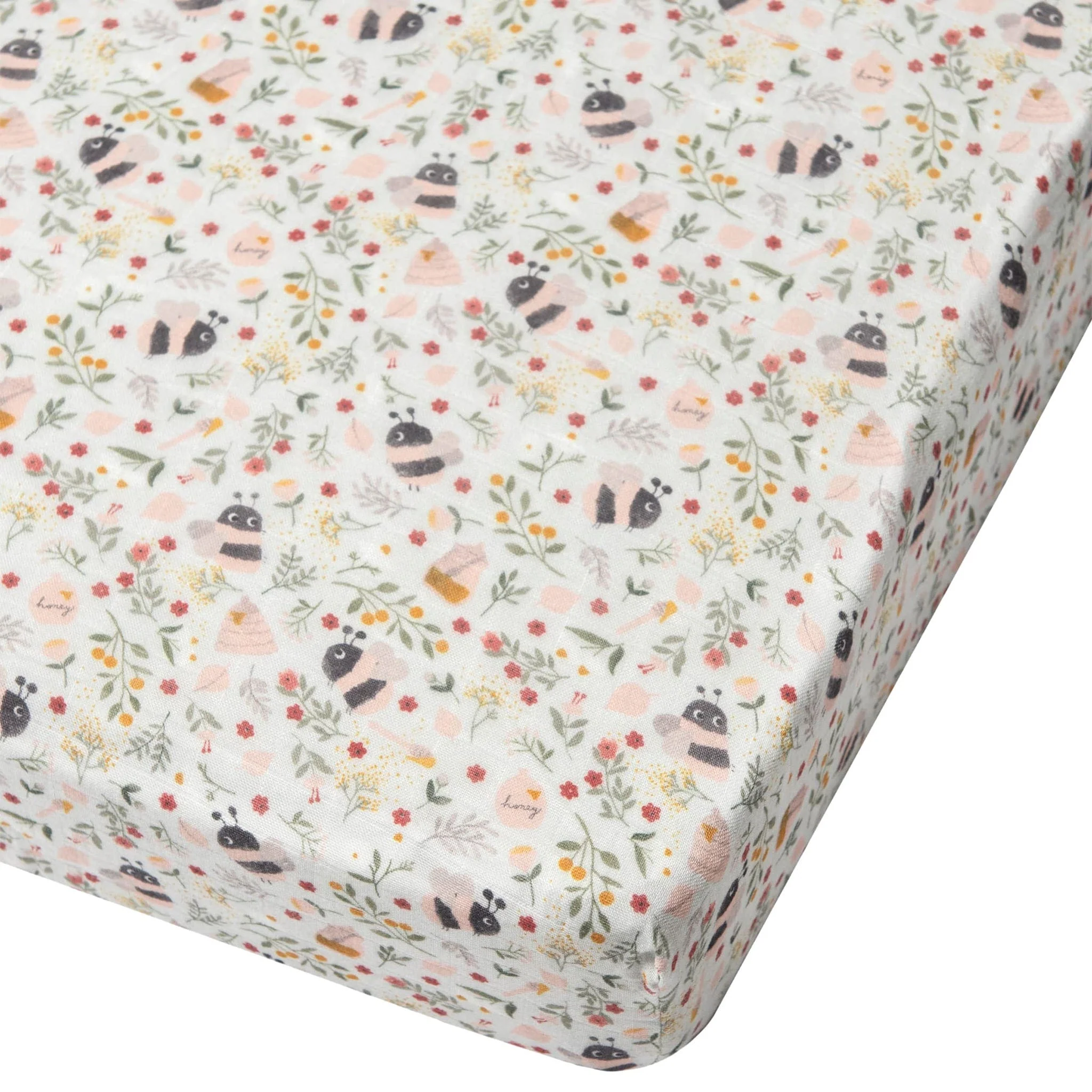 Drap Contour pour Lit de Bébé - Mousseline Bambou Abeilles - Image 2