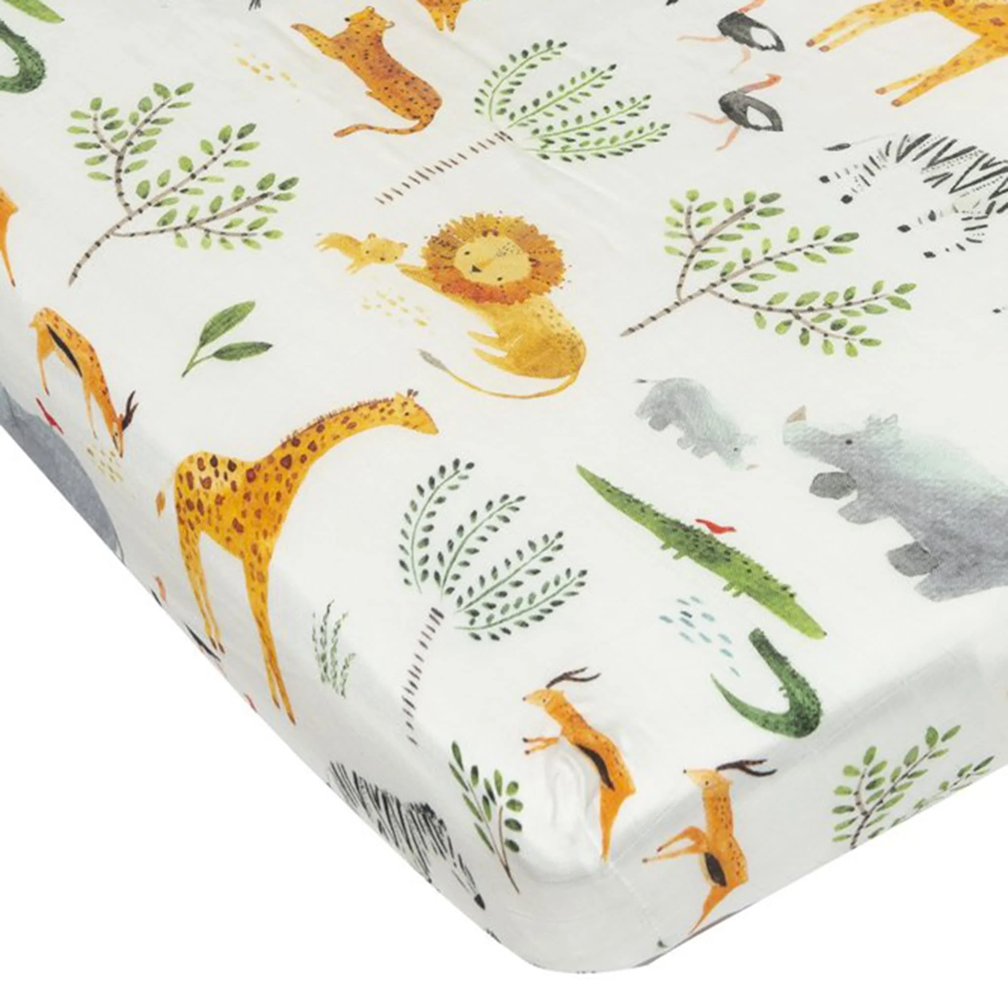 Drap Contour pour Lit de Bébé - Mousseline Bambou Safari