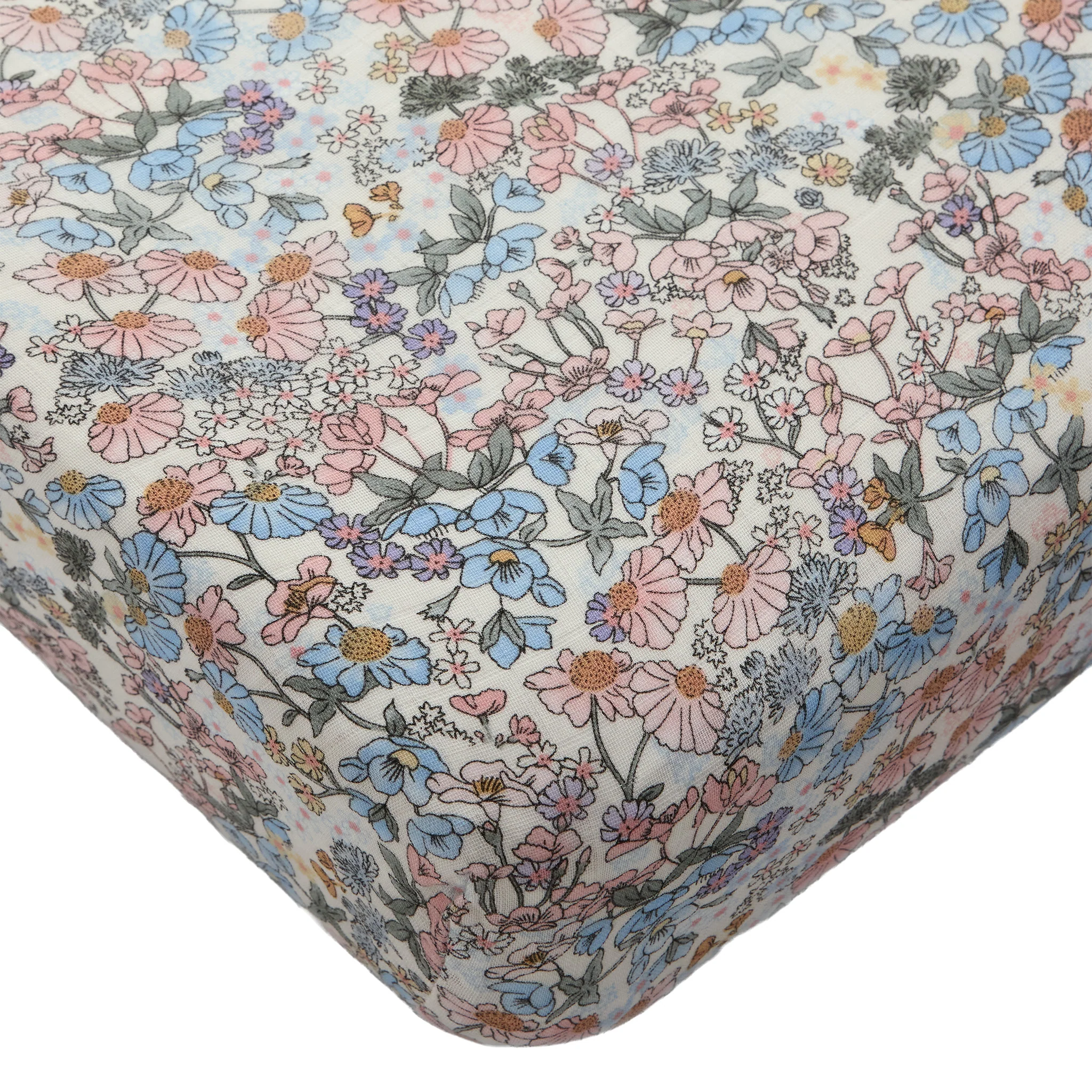 Drap Contour pour Lit de Bébé - Mousseline Bambou Jardin Anglais