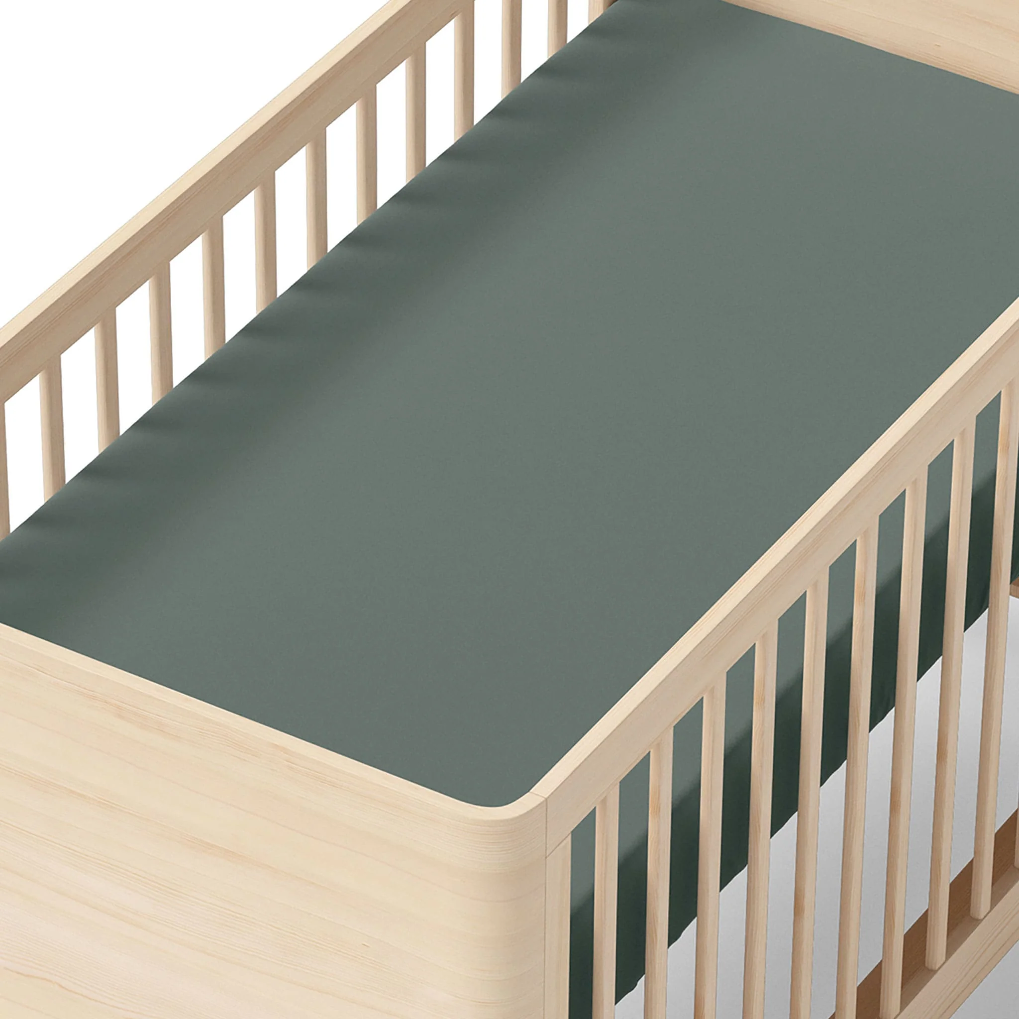 Drap Contour pour Lit de Bébé - Uni Vert Nordik - Image 2