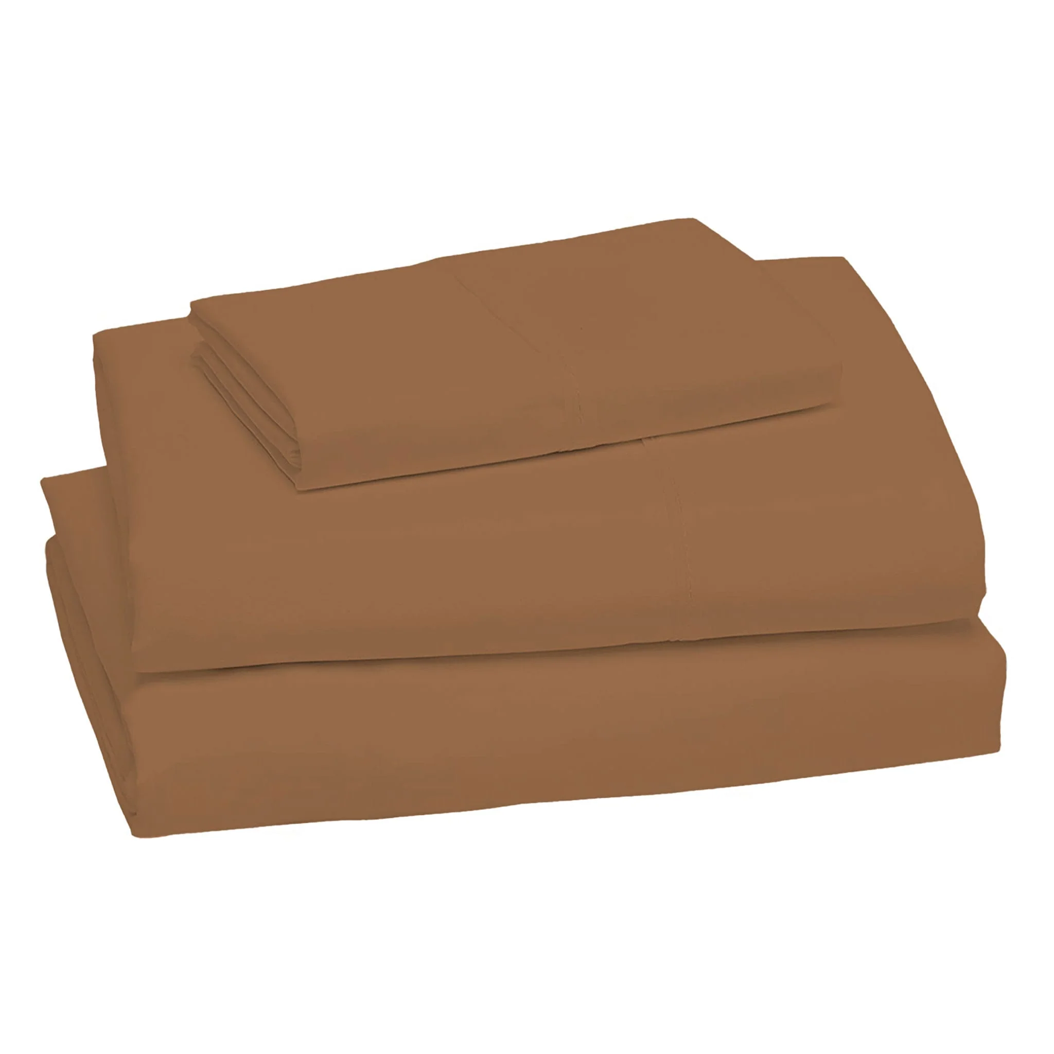 Ensemble Draps Flanelle Lit Double - Uni Caramel - Image 2