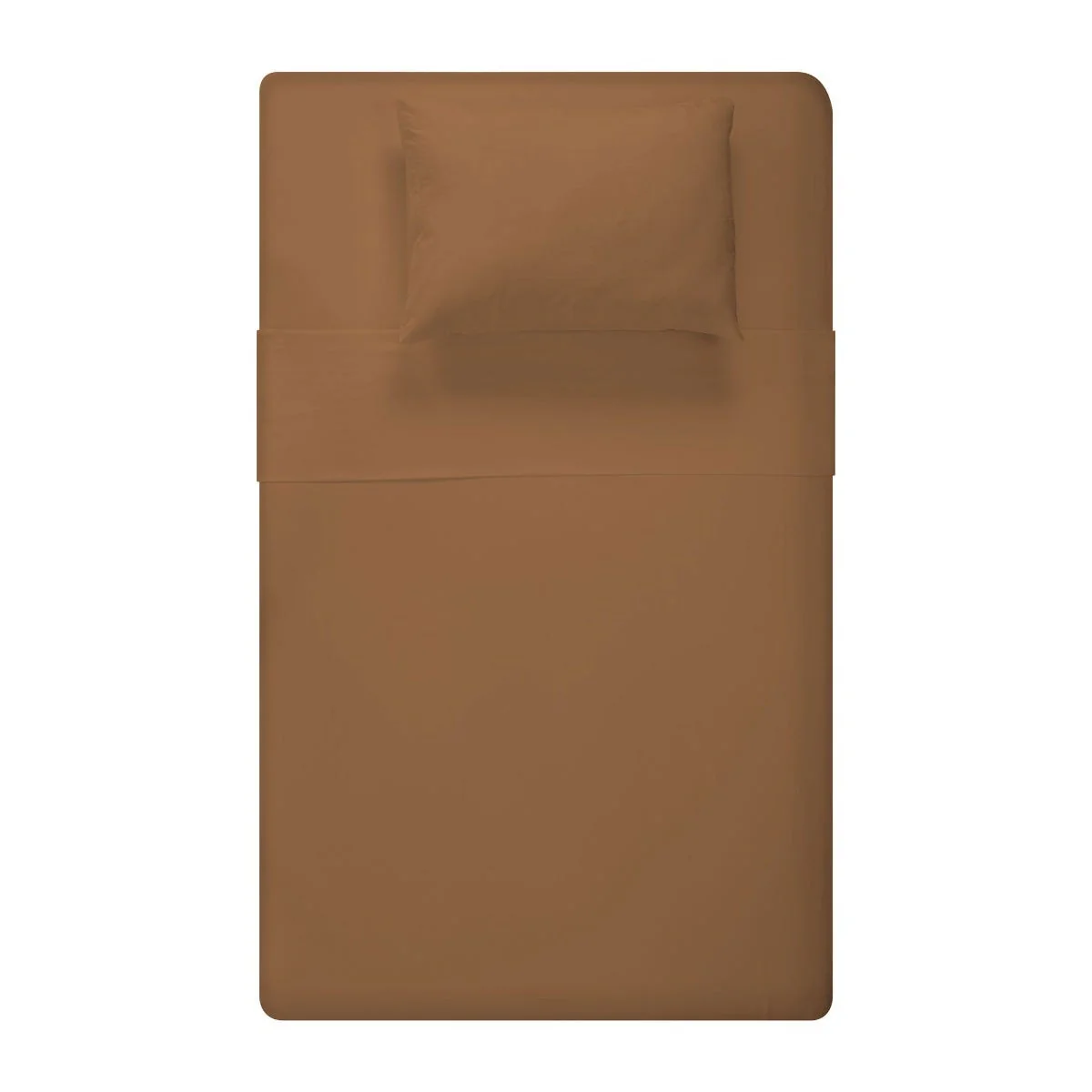 Ensemble Draps Flanelle Lit Double - Uni Caramel - Image 5