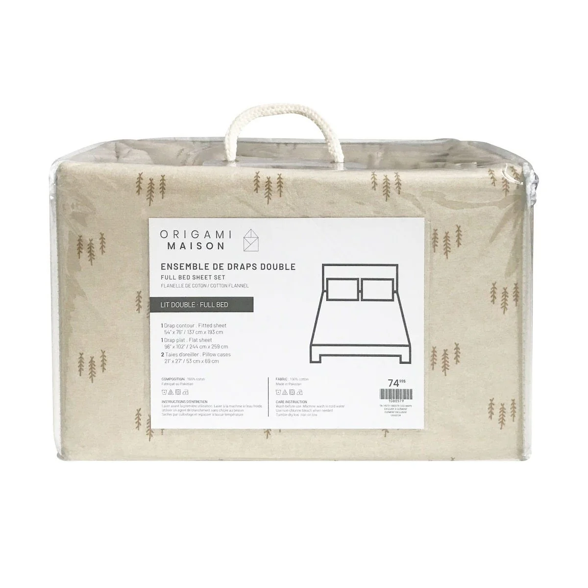 Ensemble Draps Flanelle Lit Double - Pins - Image 7