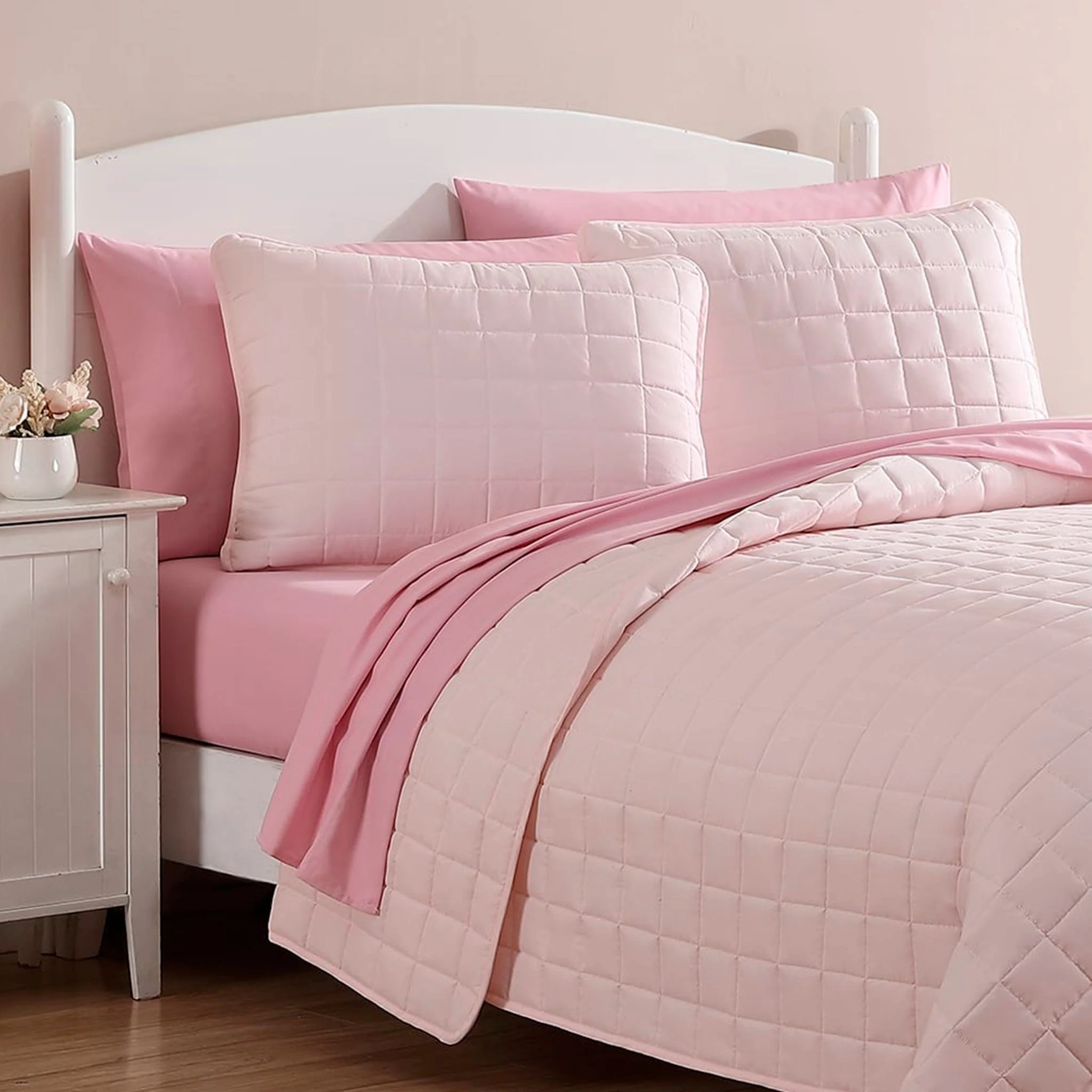 Ensemble Draps Lit Double - Rose - Image 5