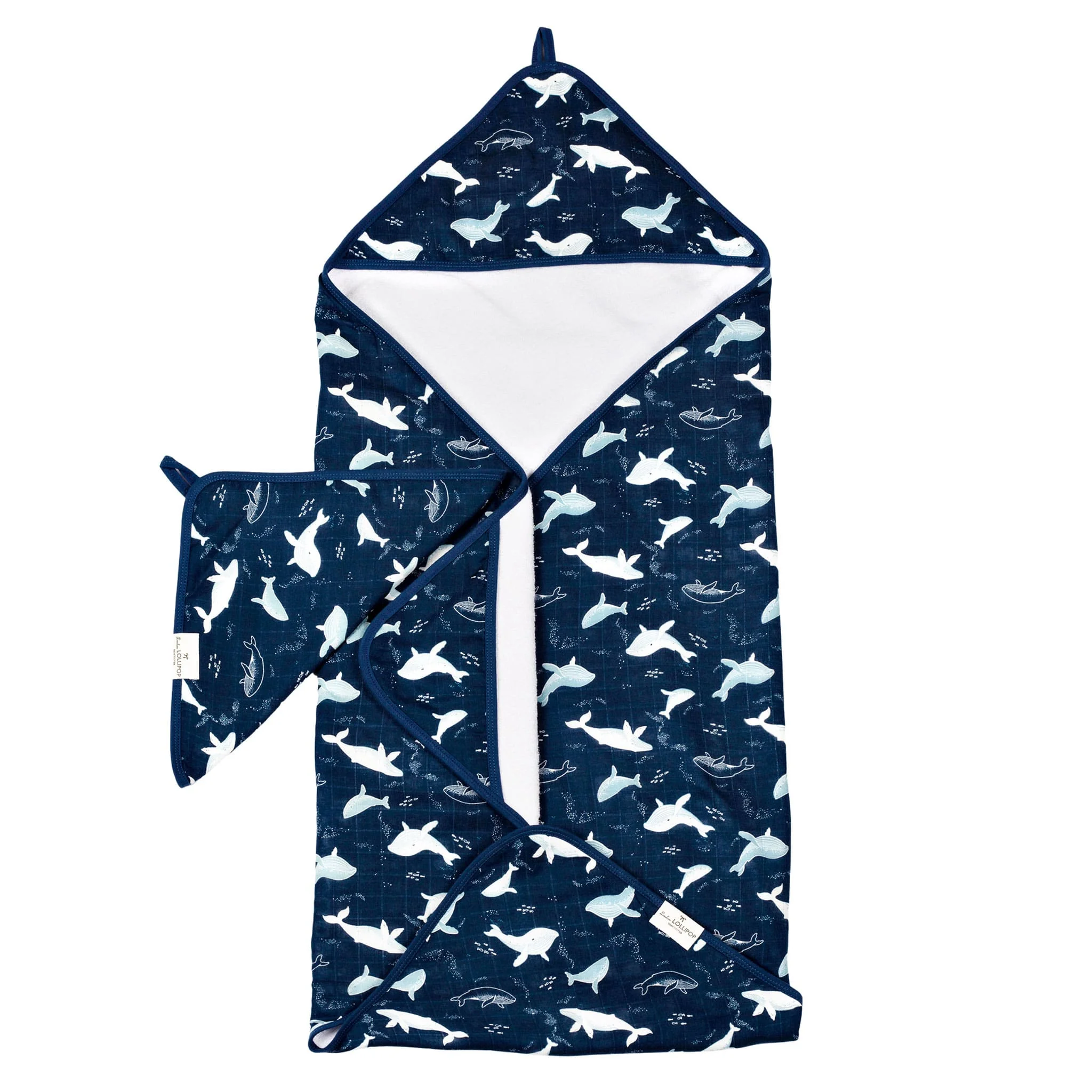 Ensemble Serviette à Capuchon - Baleines