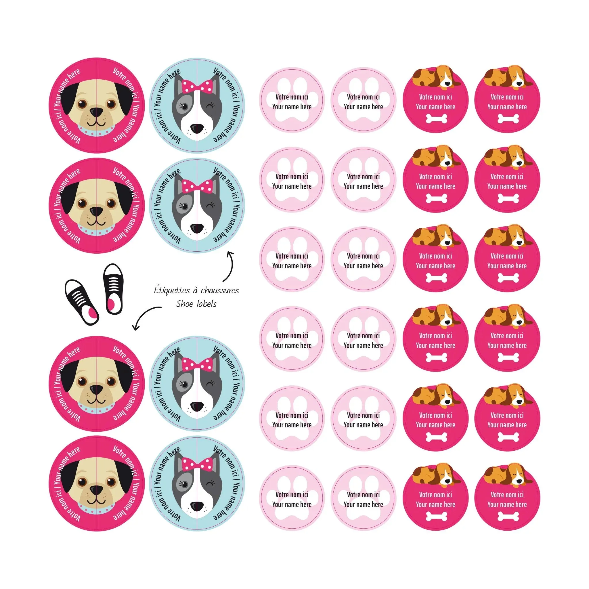 Étiquettes Essentiel - Chiens rose - Image 4