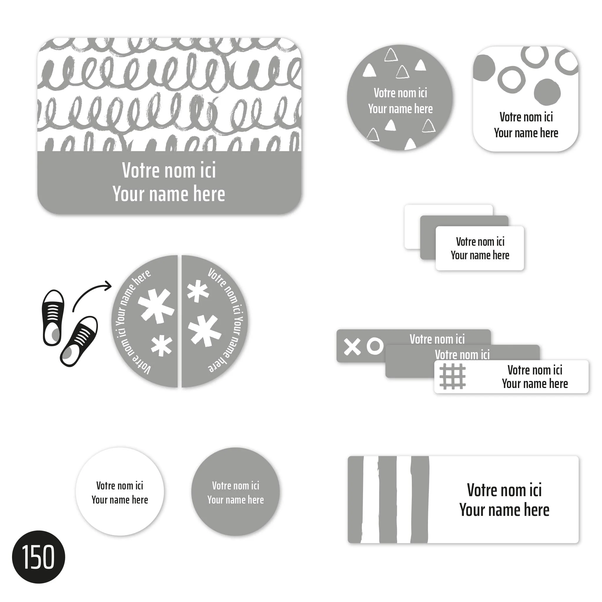 Étiquettes Essentiel - Motifs gris