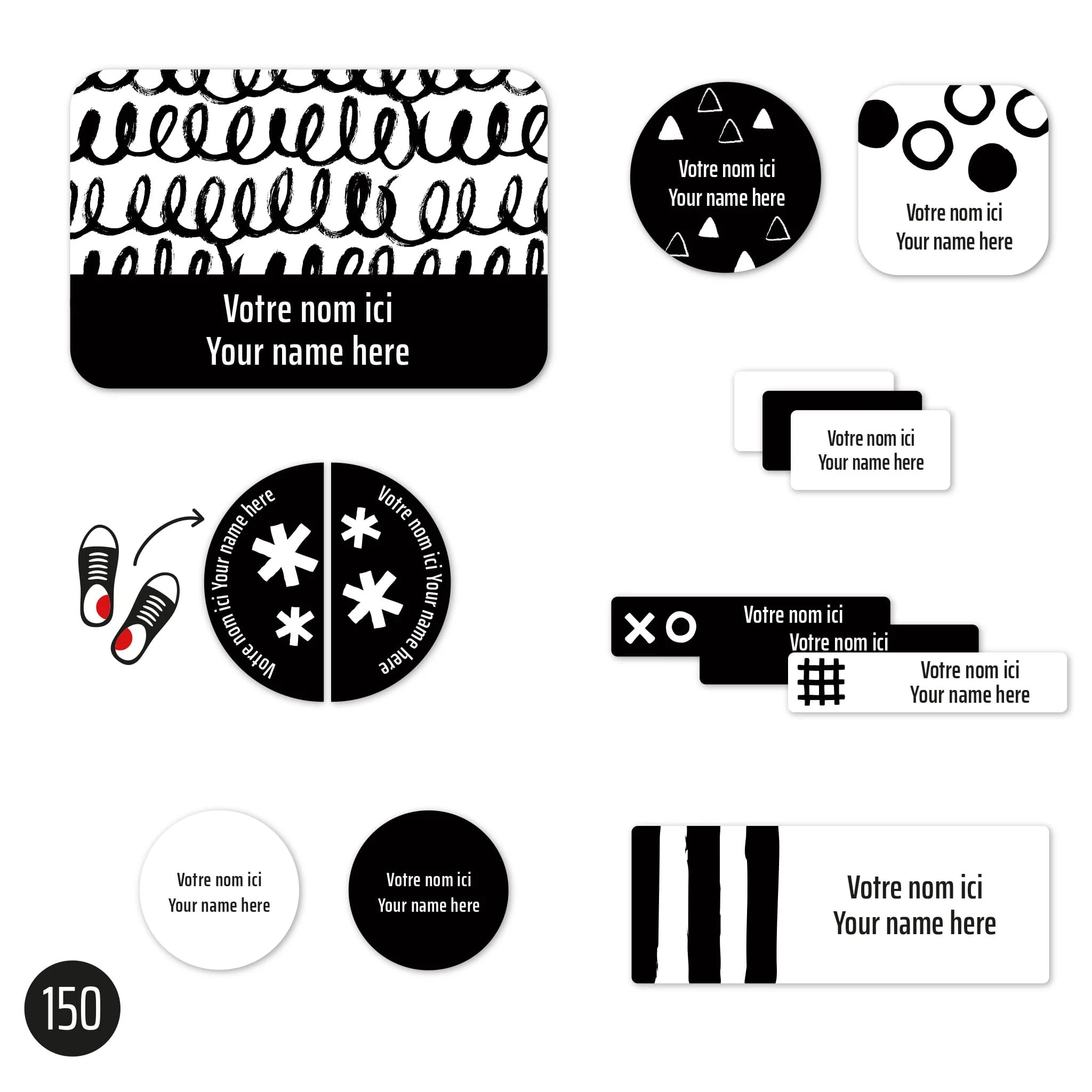 Étiquettes Essentiel - Motifs noirs